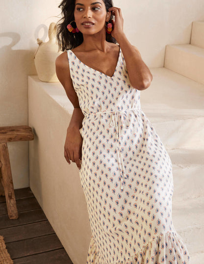 Alicia Maxi Dress-Ivory, Paisley Stamp-2