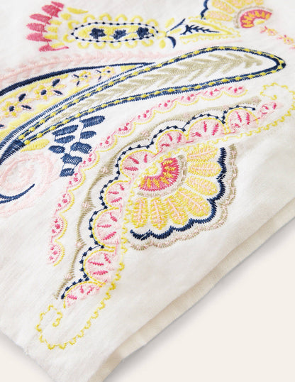 Briana Embroidered Linen Dress-White-5