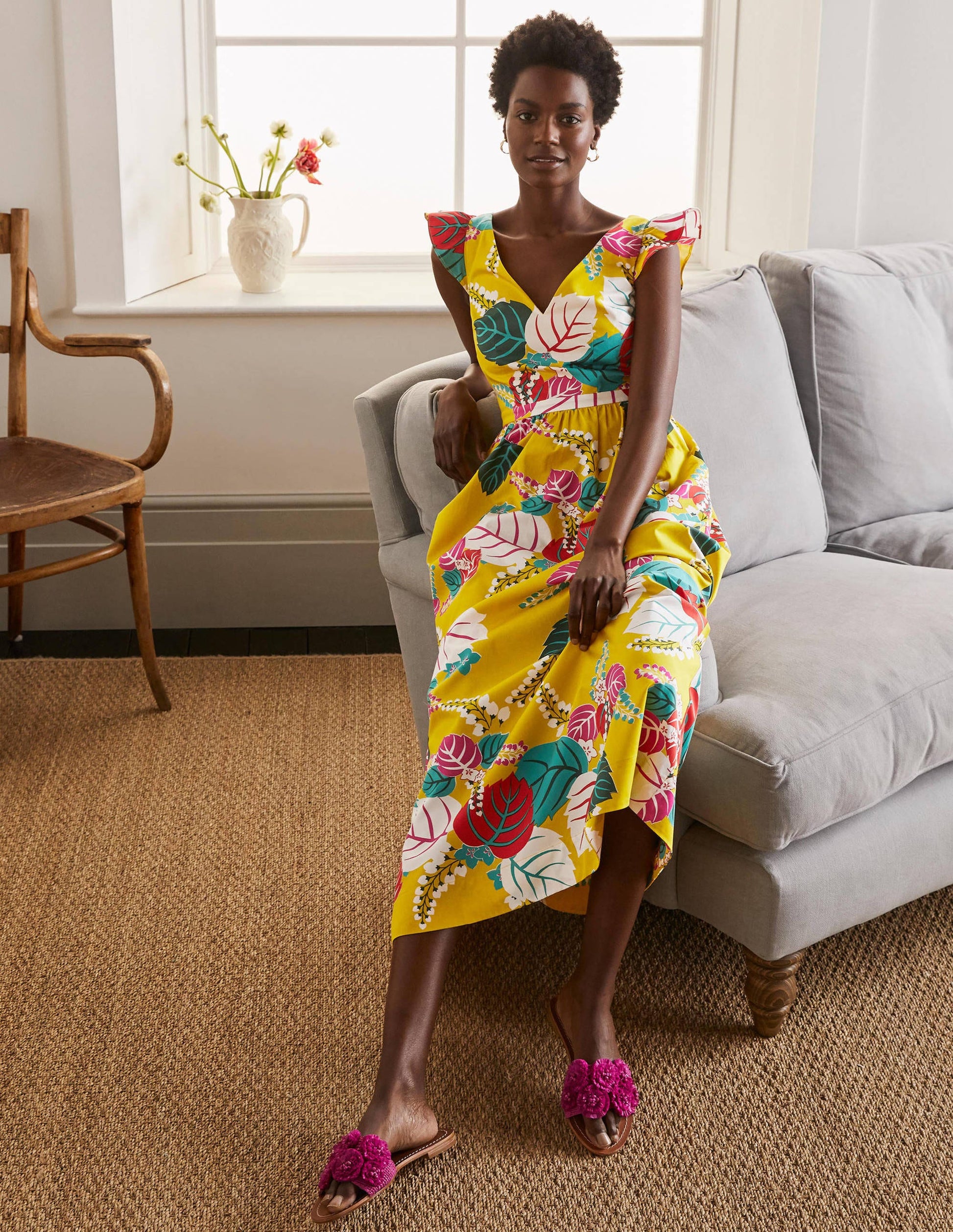 Andrea Frill Sleeve Maxi Dress-Daffodil, Holiday Tropic-5