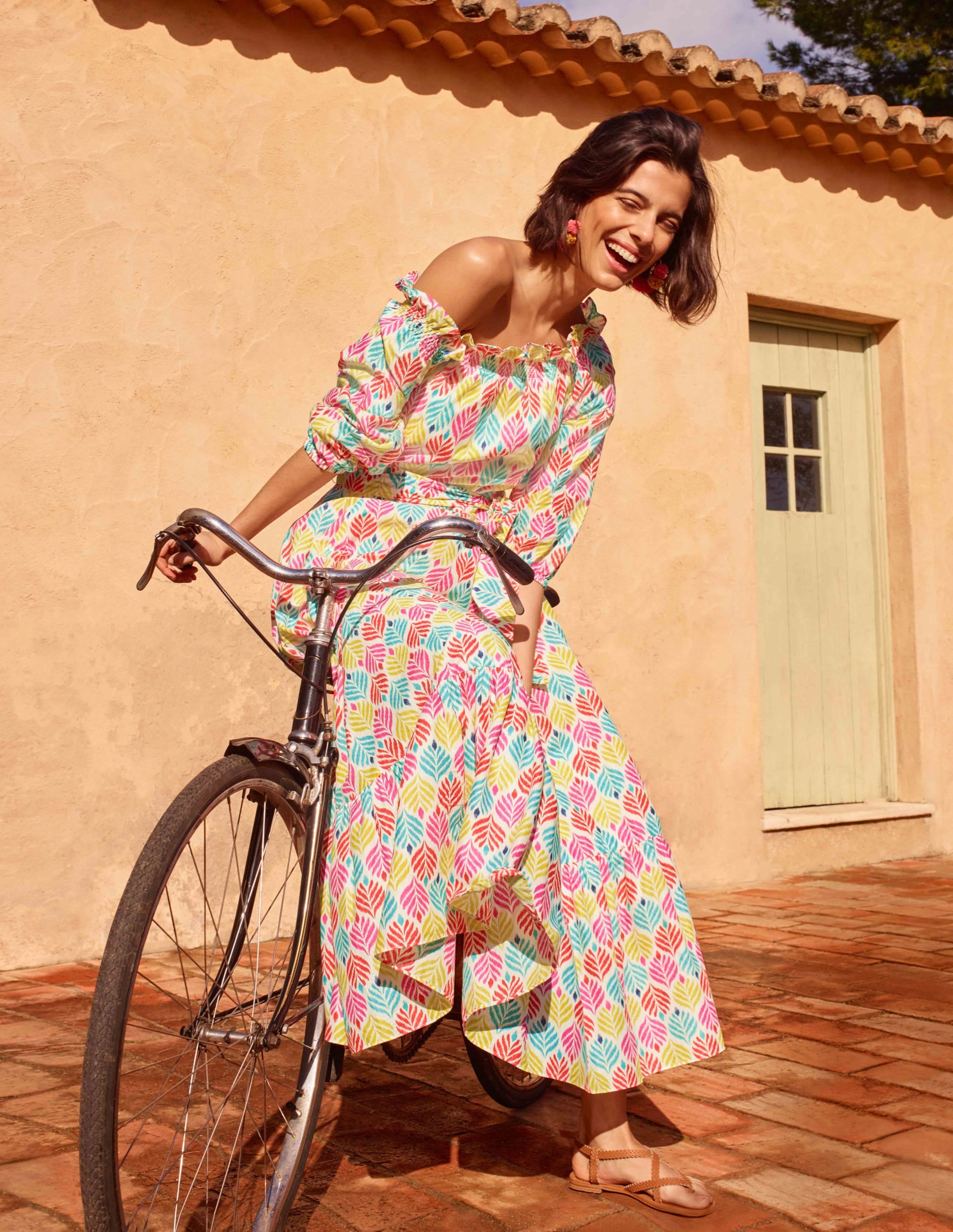 Rosalind Tiered Midi Dress-Ivory, Palm Tile Multi - Image 4