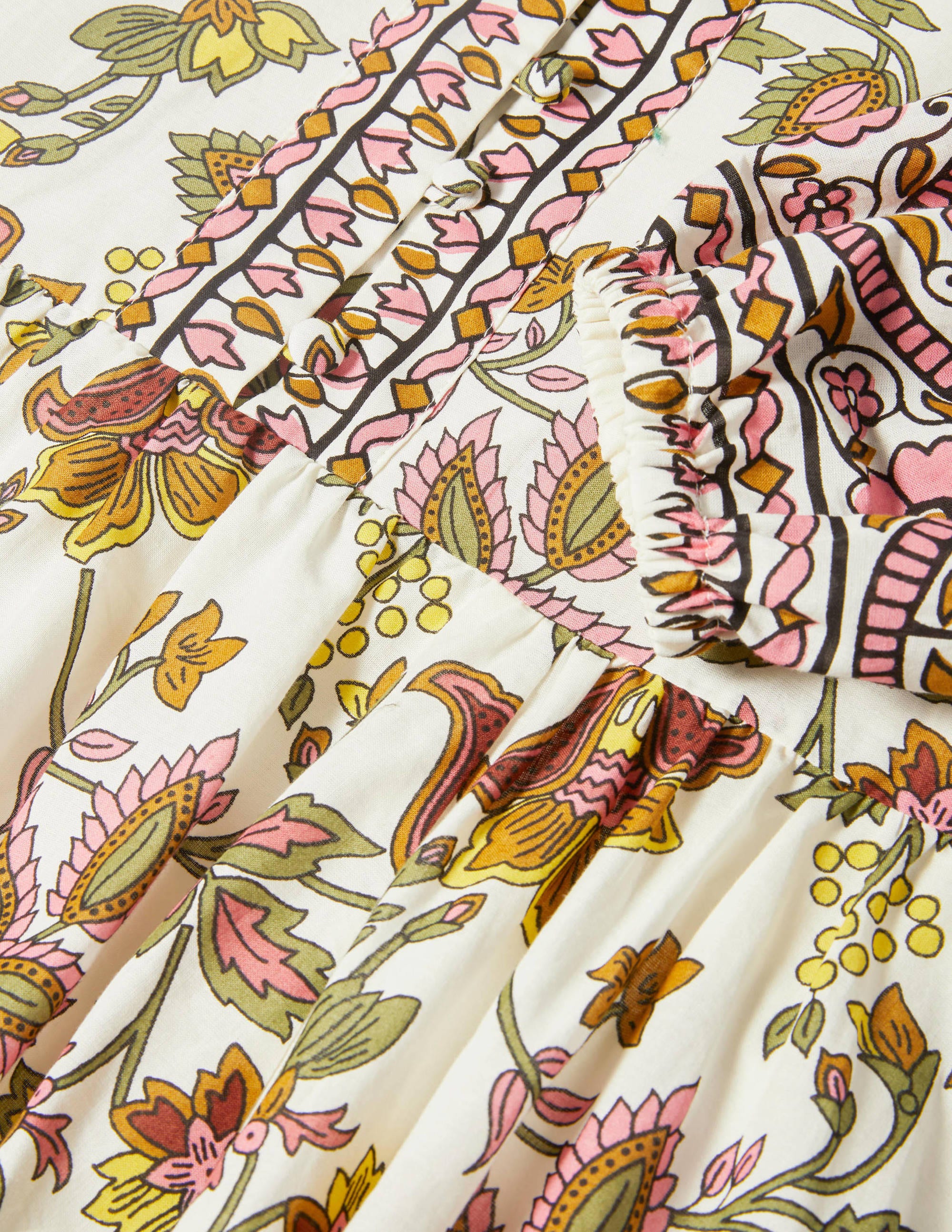 Notch Neck Cotton Maxi Dress-Ivory, Summer Chintz - Image 6