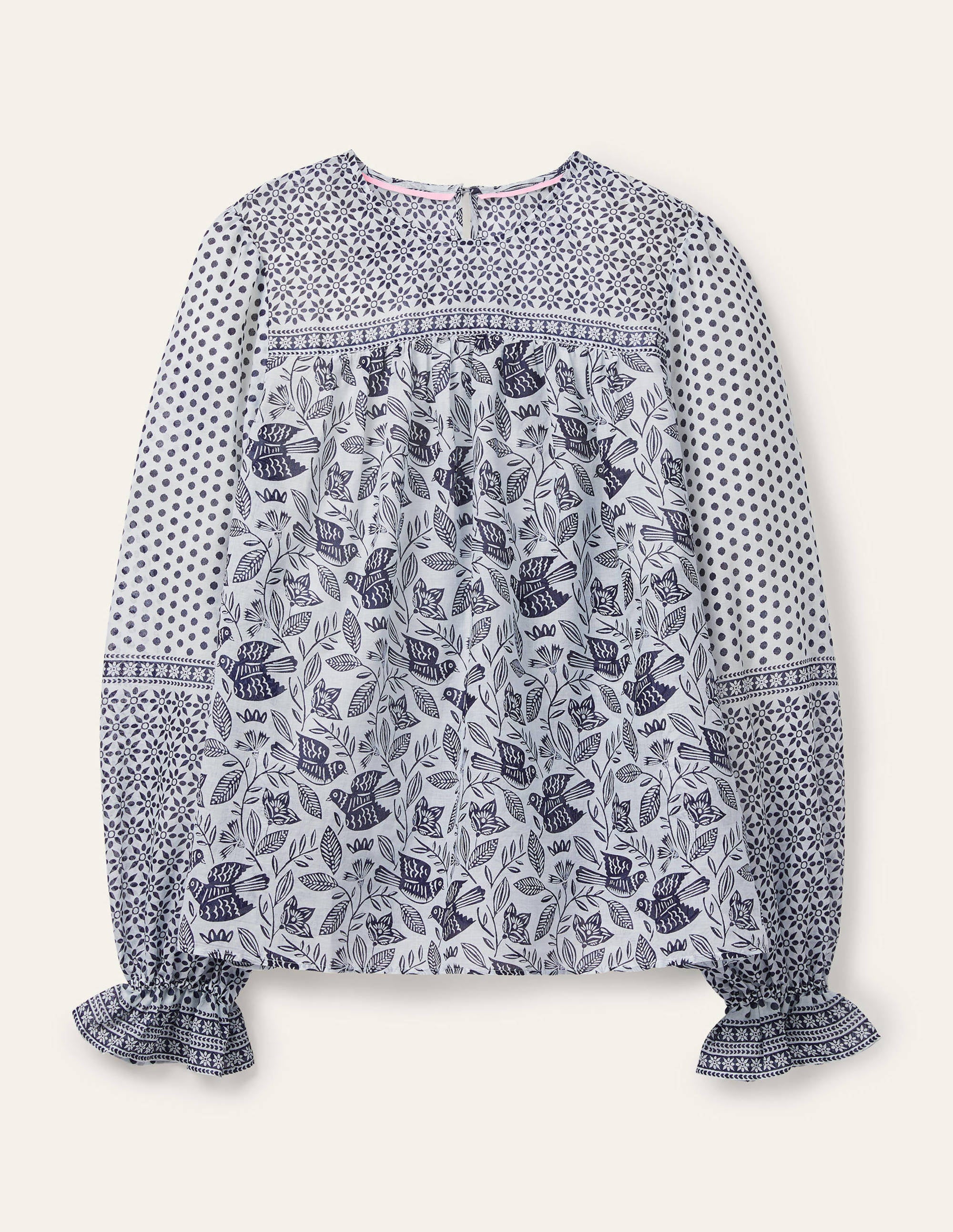 Gracie Cotton Blouse-Ivory, Meadow Flight - Image 6