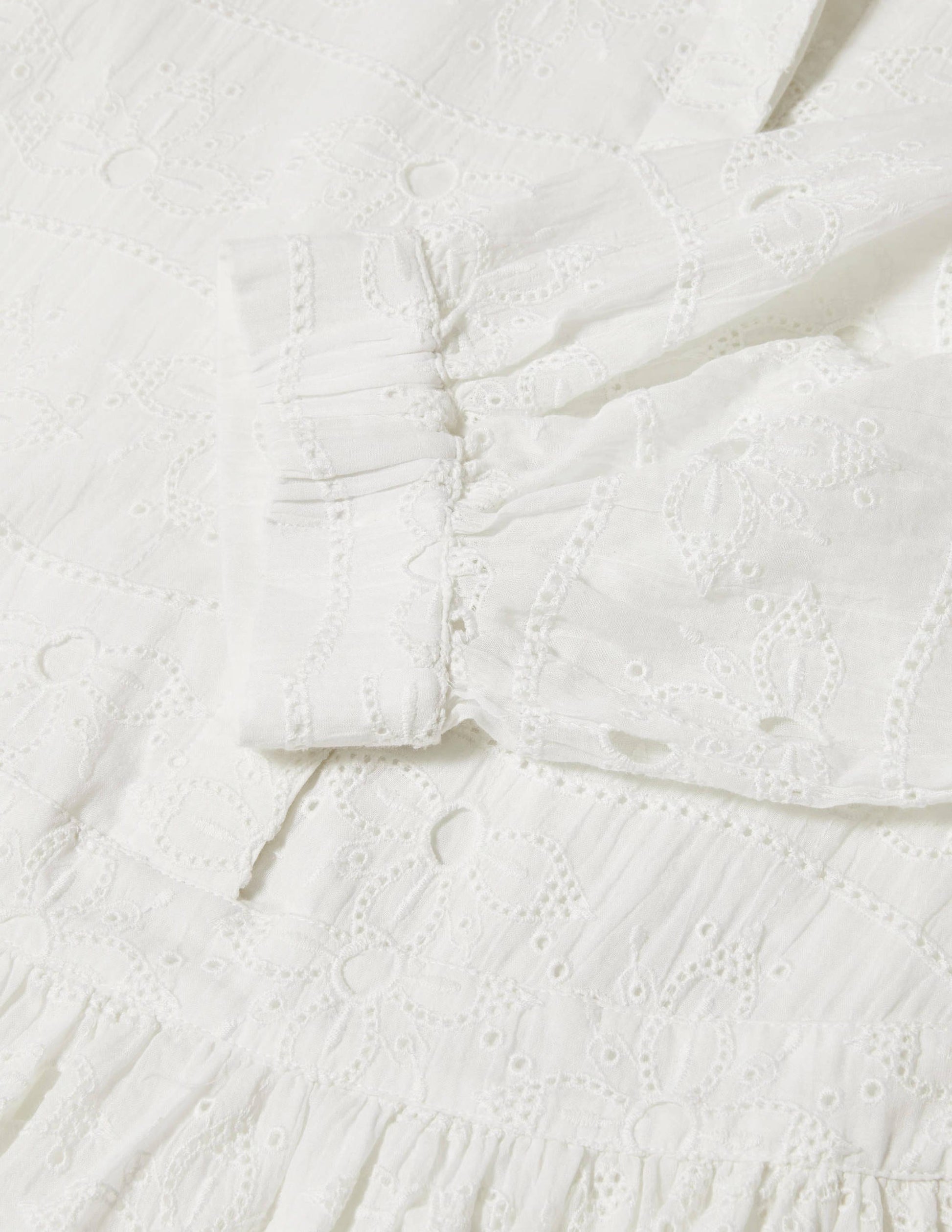 Broderie Cotton Dress-White-5