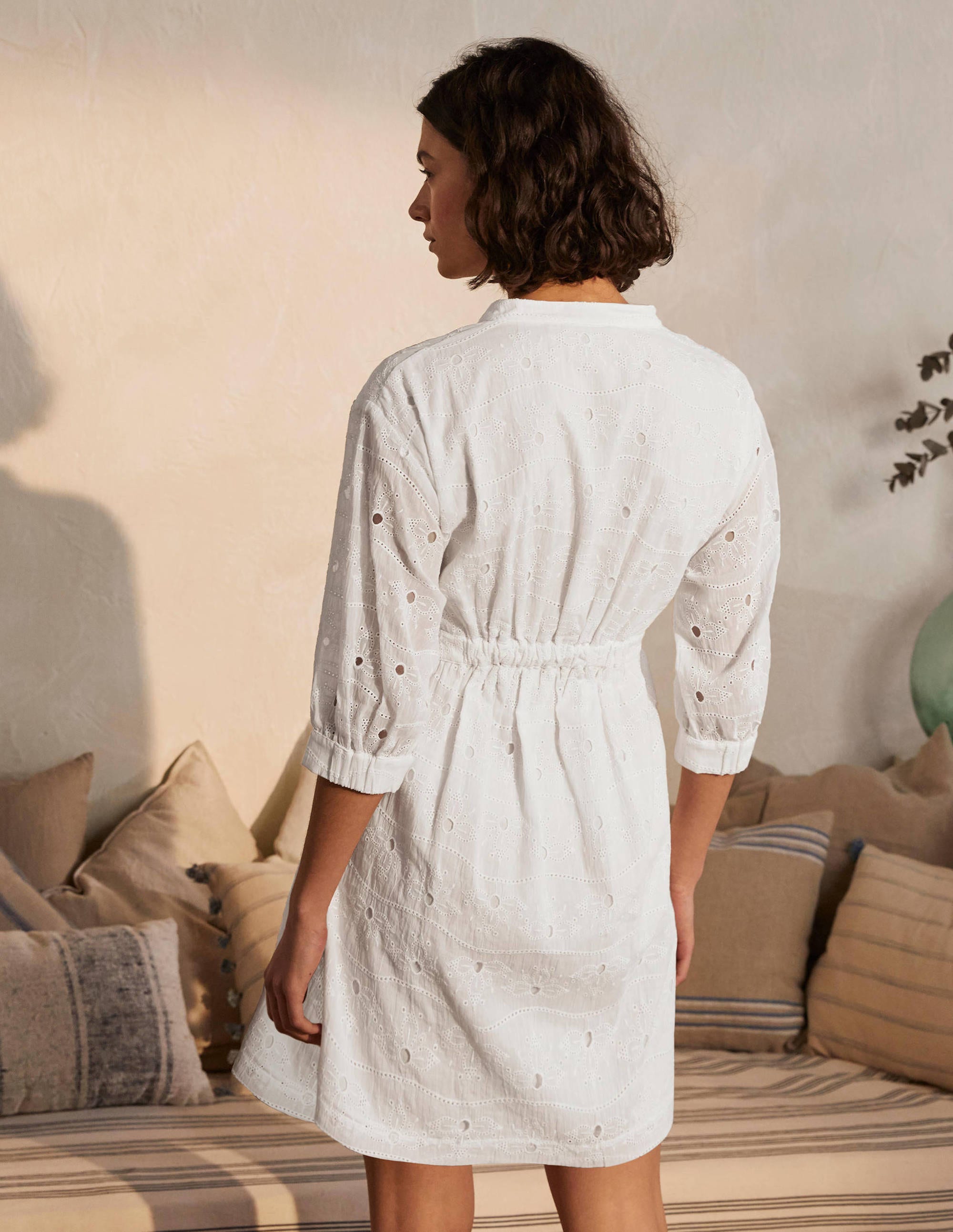 Broderie Cotton Dress-White - Image 2