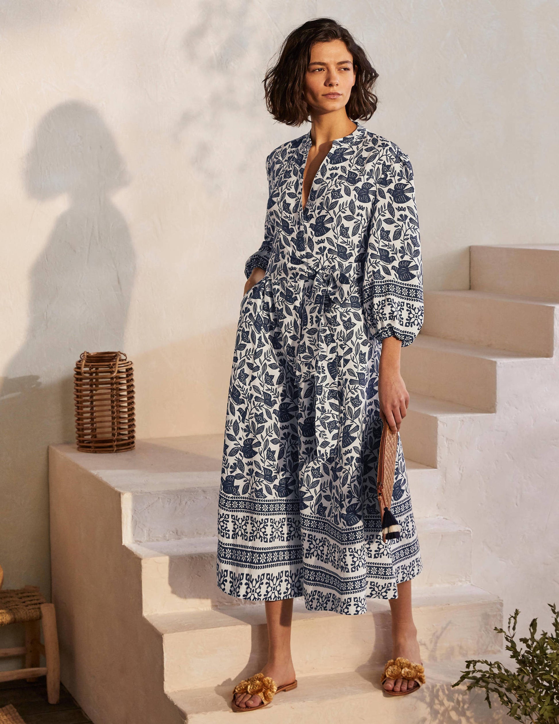 Addie Linen Midi Dress-Ivory, Meadow Flight-5