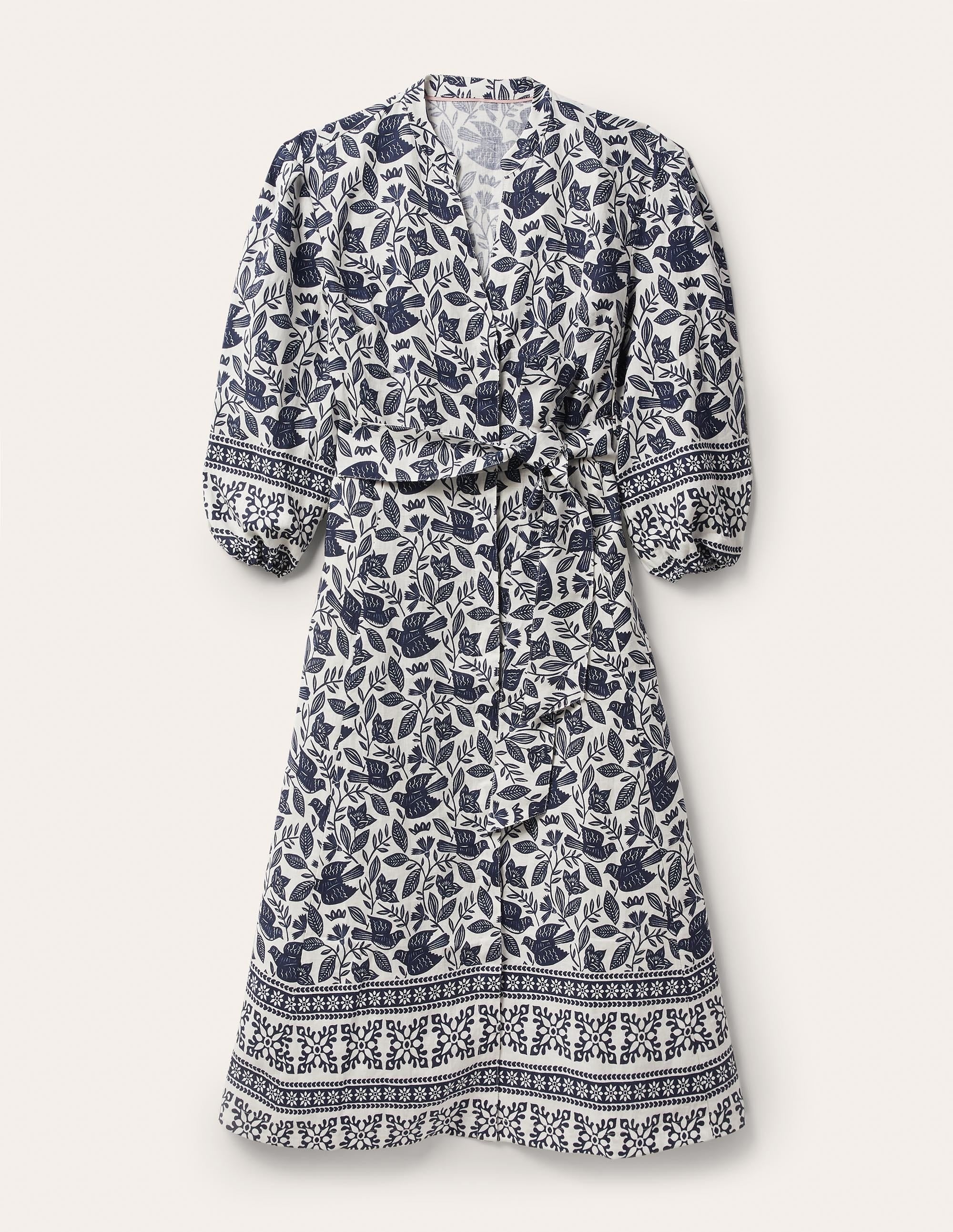 Addie Linen Midi Dress-Ivory, Meadow Flight - Image 6
