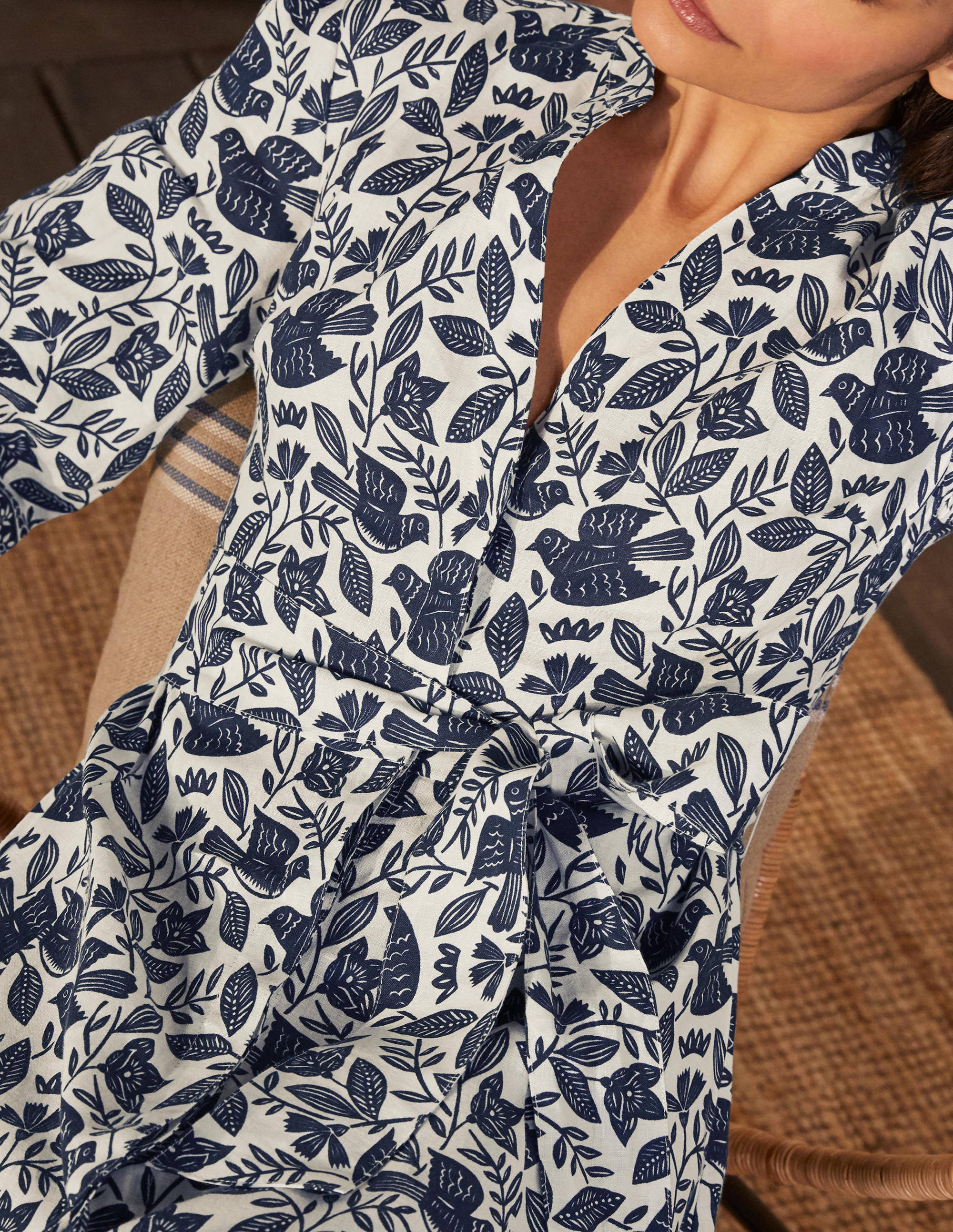 Addie Linen Midi Dress-Ivory, Meadow Flight - Image 3