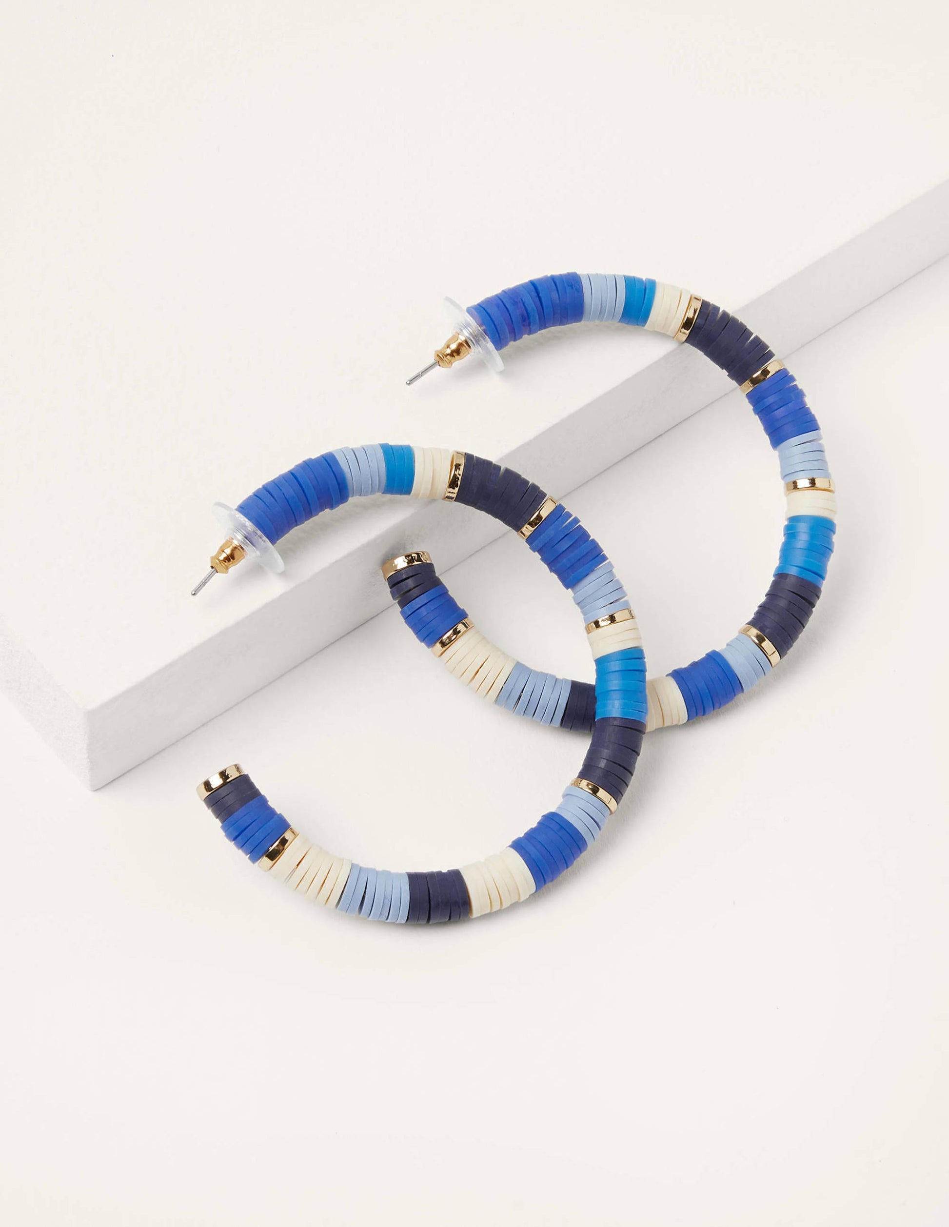 Beaded Hoop Earrings-Moroccan Blue-1
