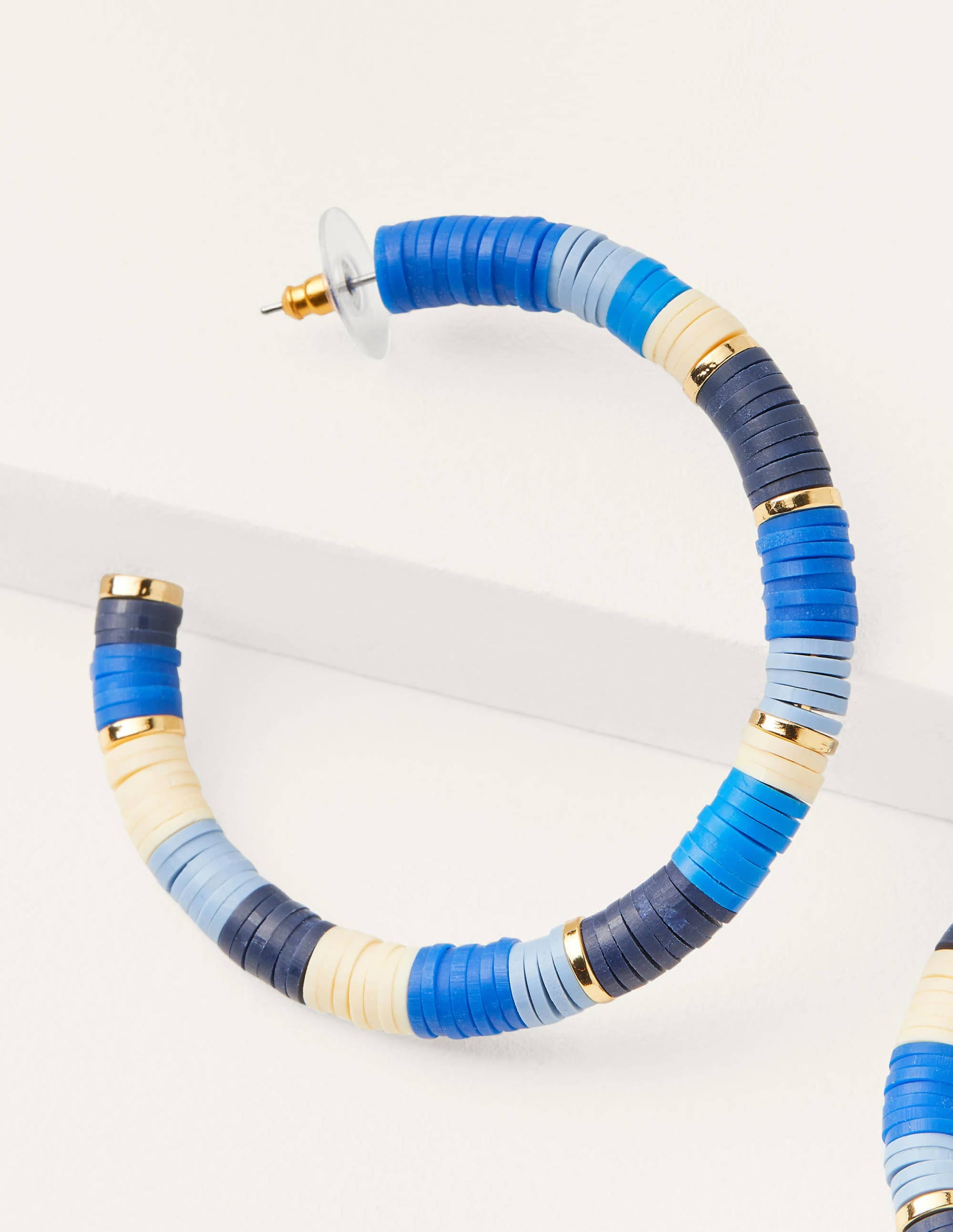 Beaded Hoop Earrings-Moroccan Blue - Image 2