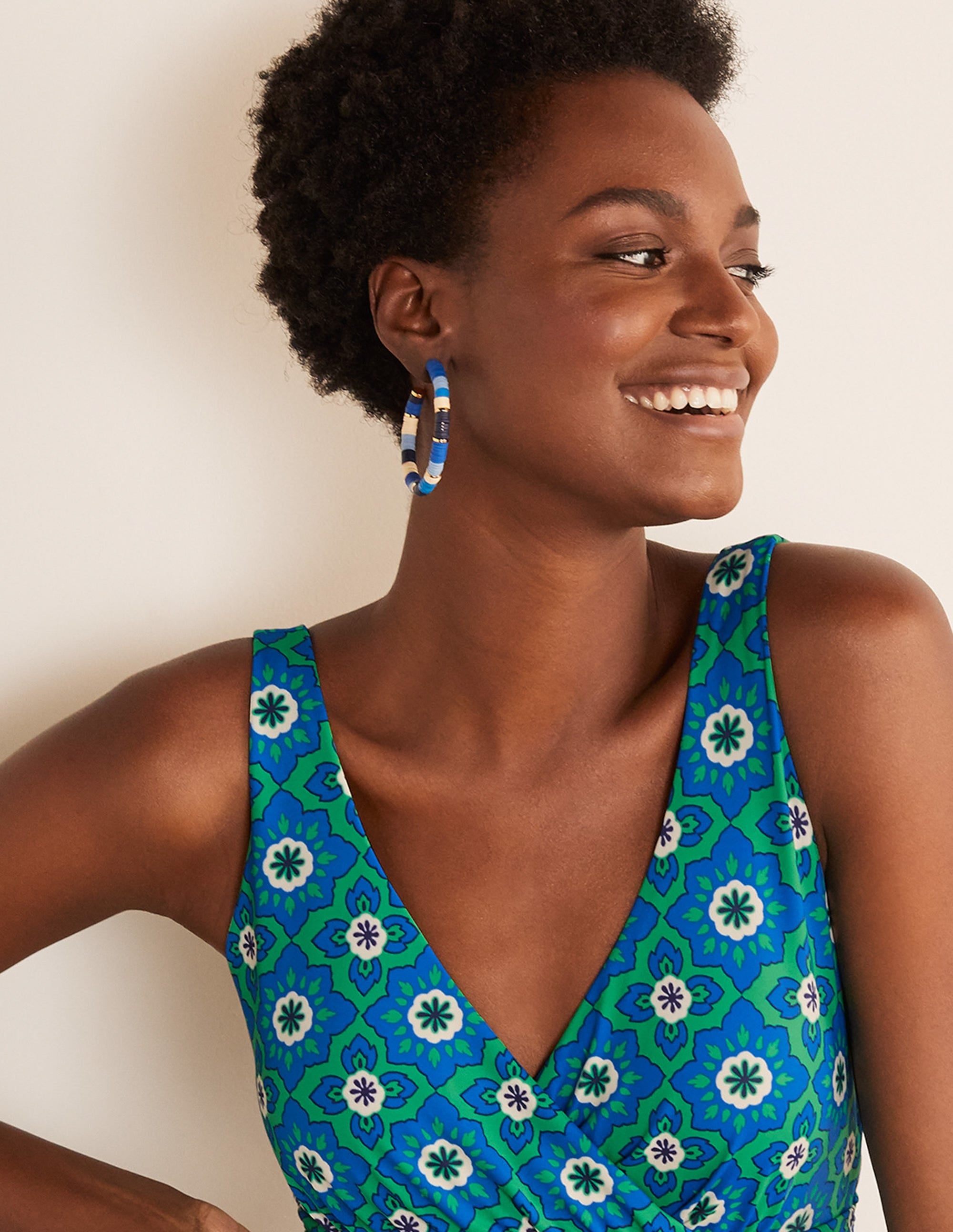 Beaded Hoop Earrings-Moroccan Blue - Image 3