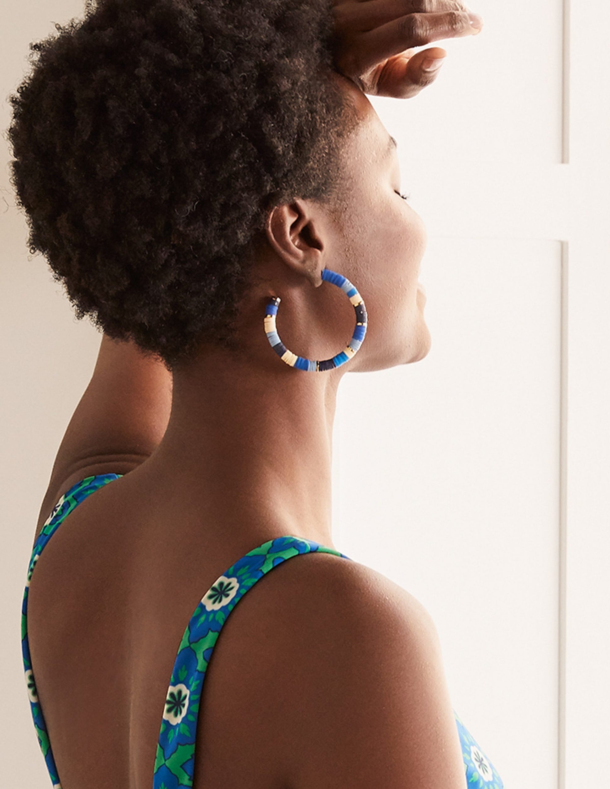 Beaded Hoop Earrings-Moroccan Blue-4