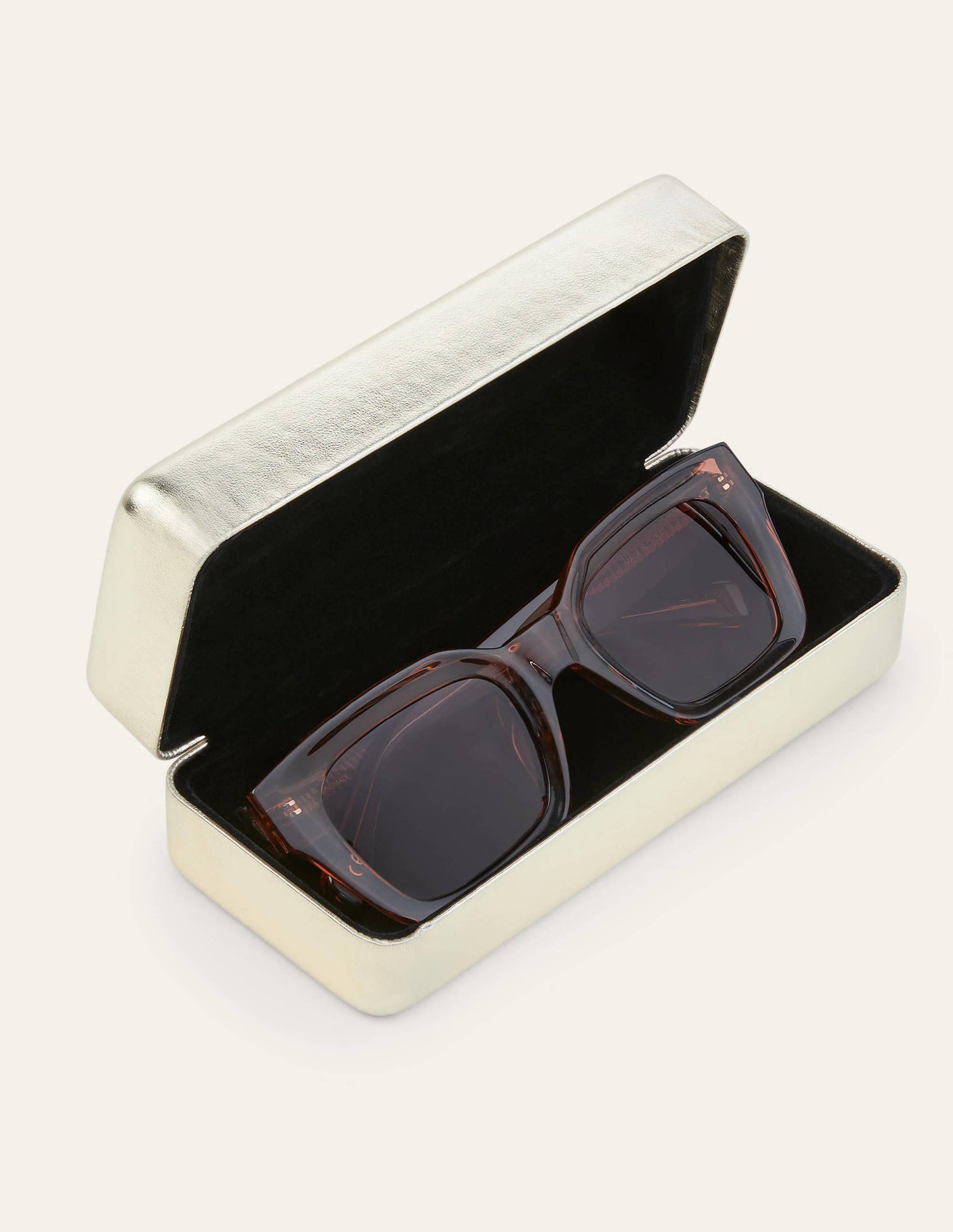 Chunky Frame Sunglasses-Crystal Brown-1