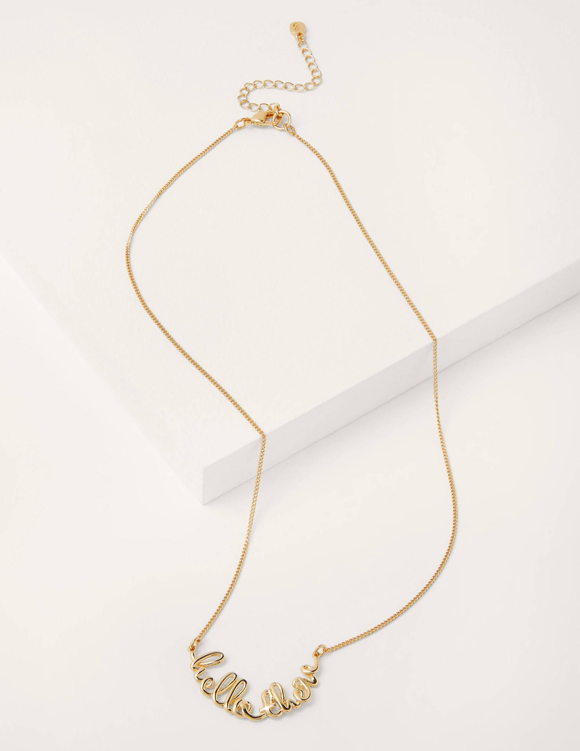 Greeting Necklace-Gold Hello There - Image 1