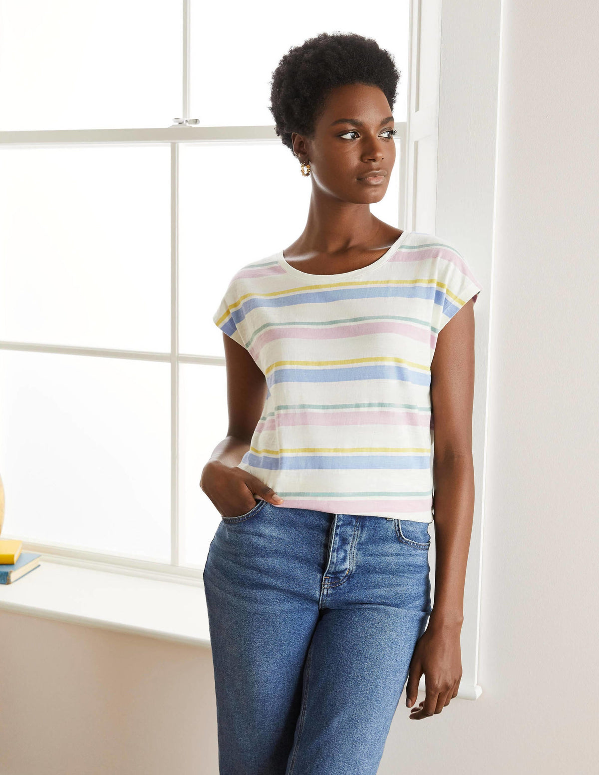 Robyn Jersey Tee-Pastel Multistripe-1