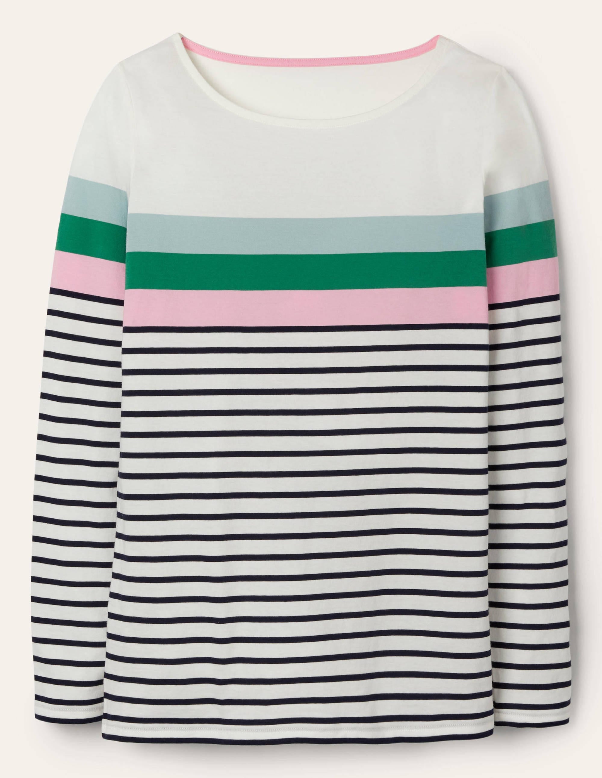 Long Sleeve Breton Top-Ice Blue/ Soft Peony - Image 5
