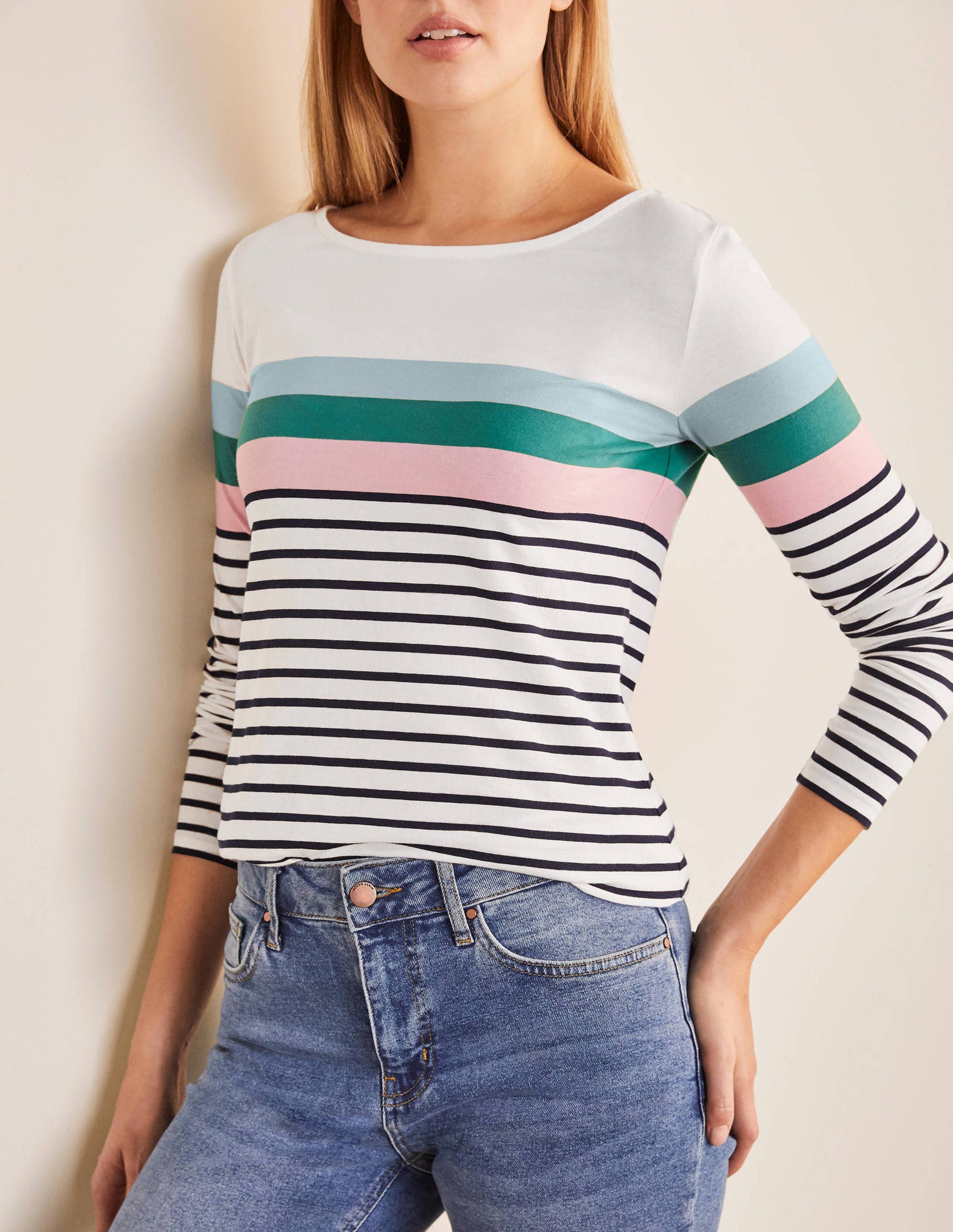 Long Sleeve Breton Top-Ice Blue/ Soft Peony-4