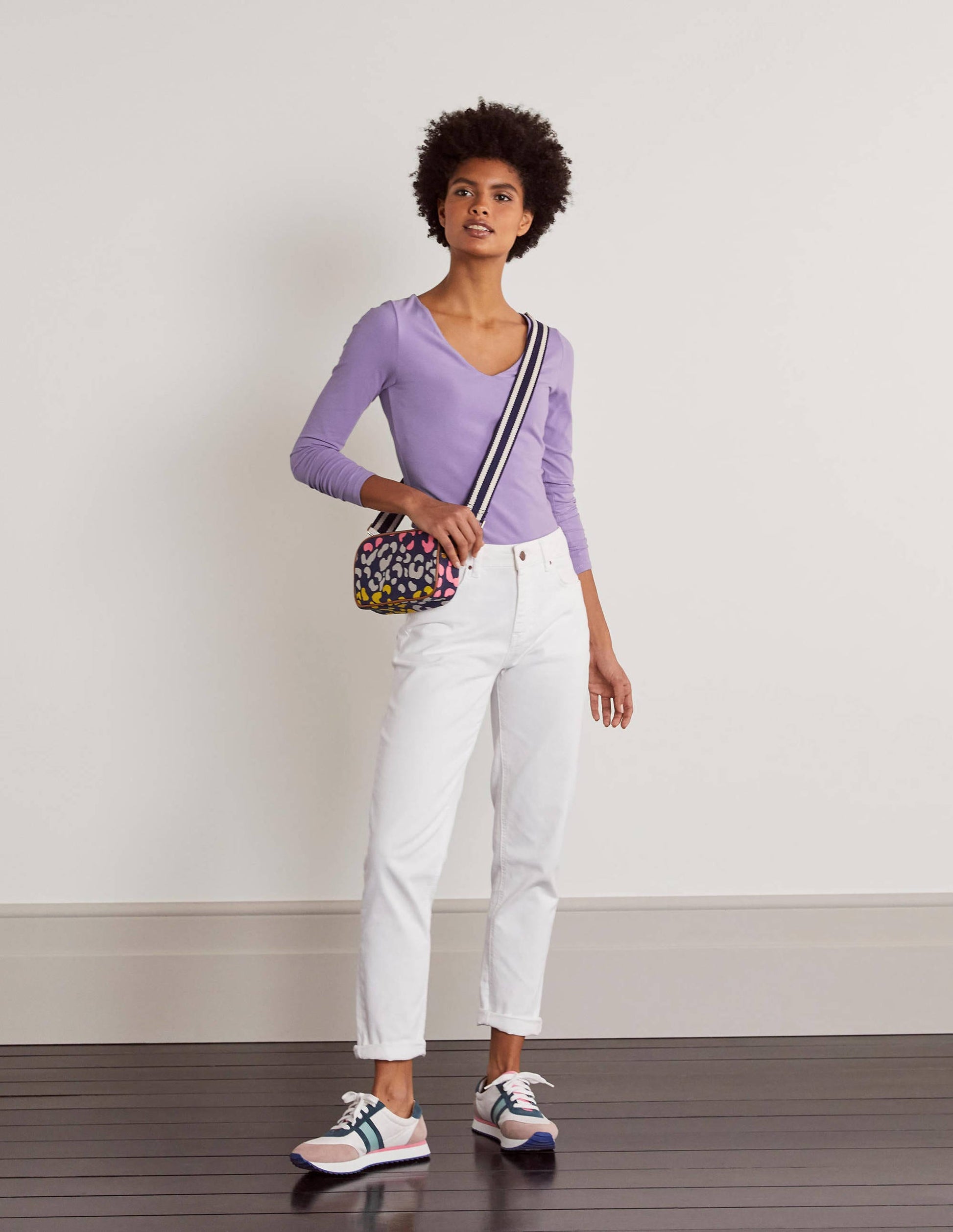 Double Layer V-neck Top-Cool Violet-2