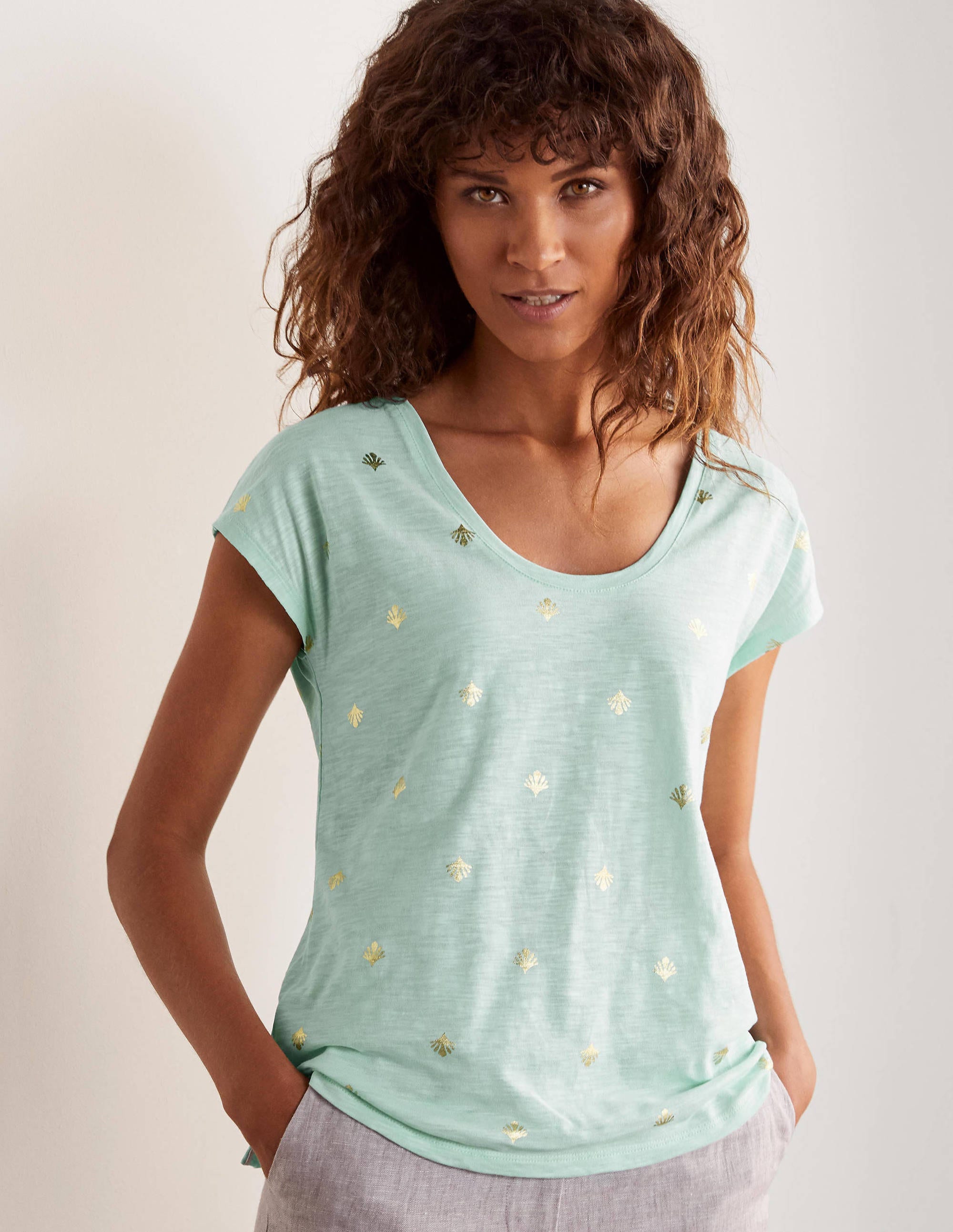 Fun Voop Tee-Spearmint, Coral Tile - Image 1