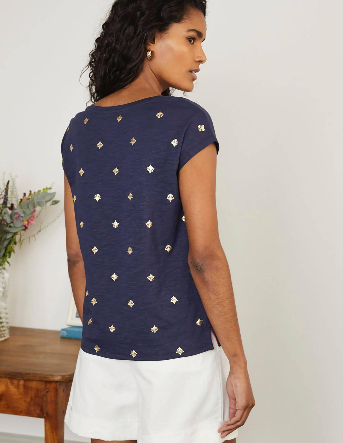 Fun Voop Tee-Navy, Coral Tile - Image 3