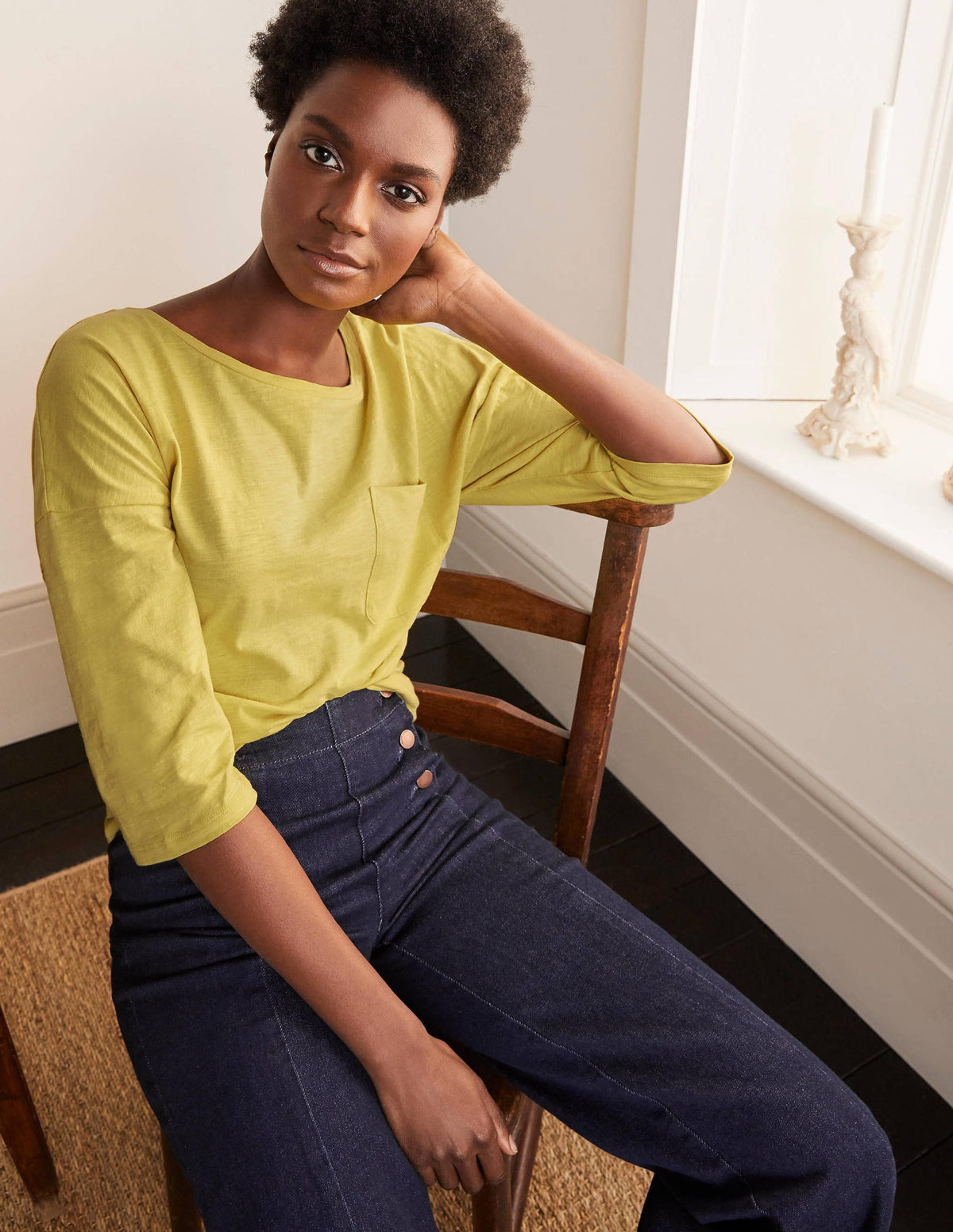 The Cotton Boxy Boatneck Tee-Pineapple - Image 1