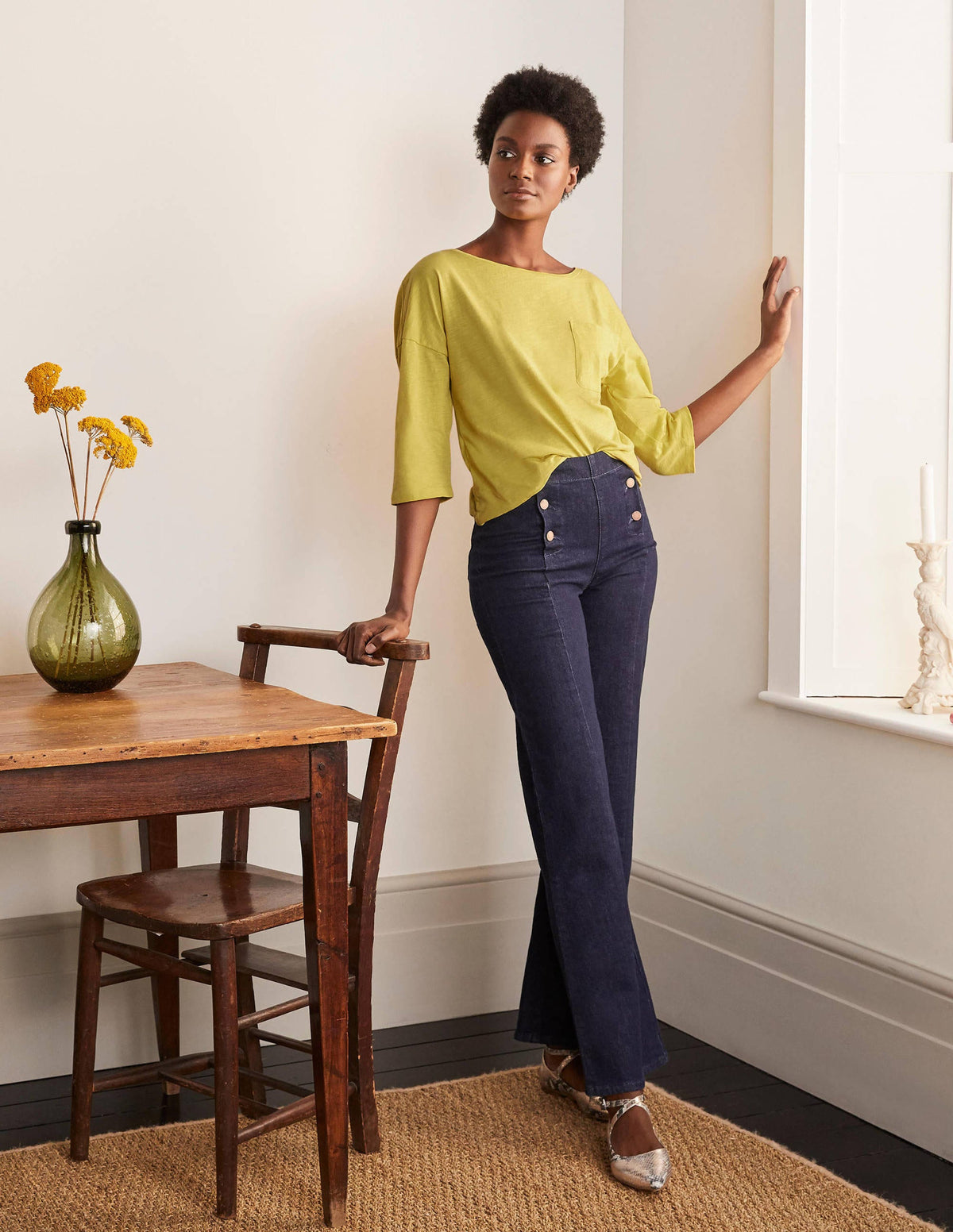 The Cotton Boxy Boatneck Tee-Pineapple-2