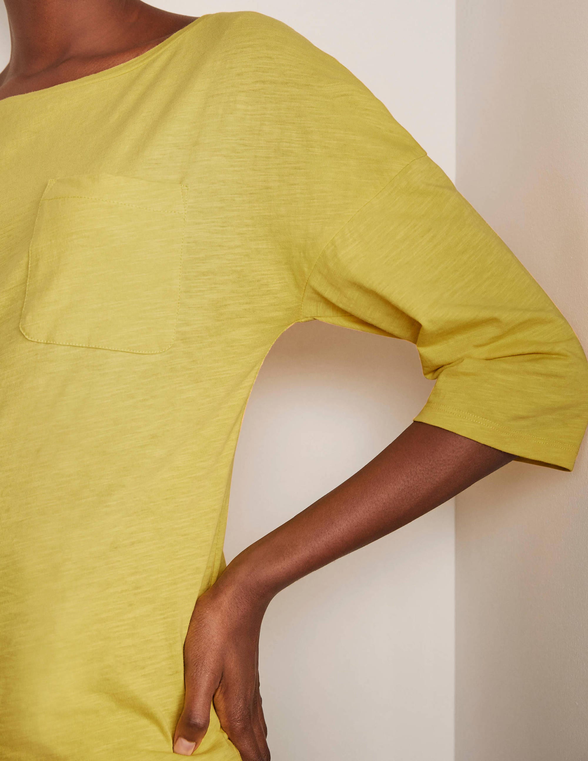 The Cotton Boxy Boatneck Tee-Pineapple - Image 4