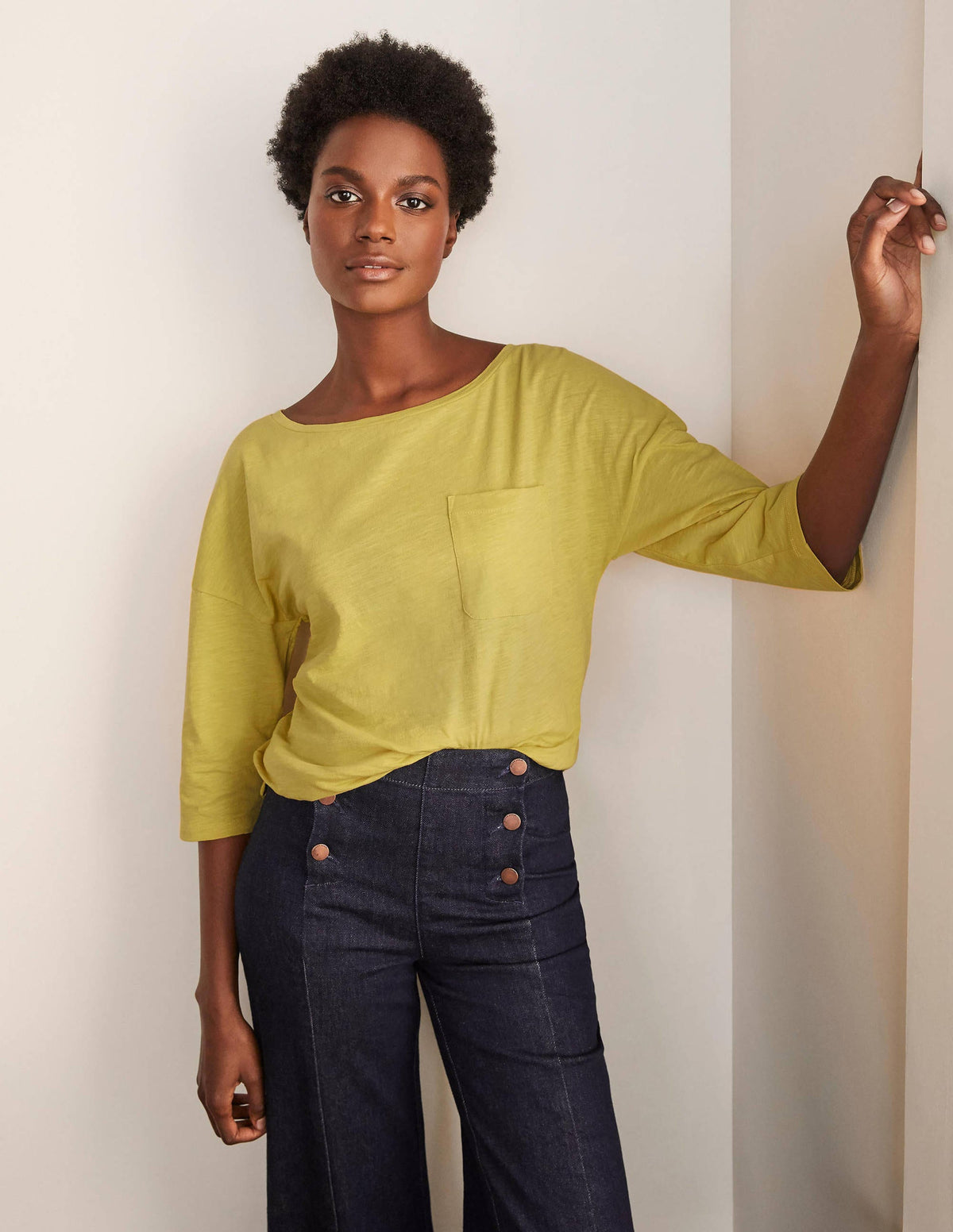 The Cotton Boxy Boatneck Tee-Pineapple-5