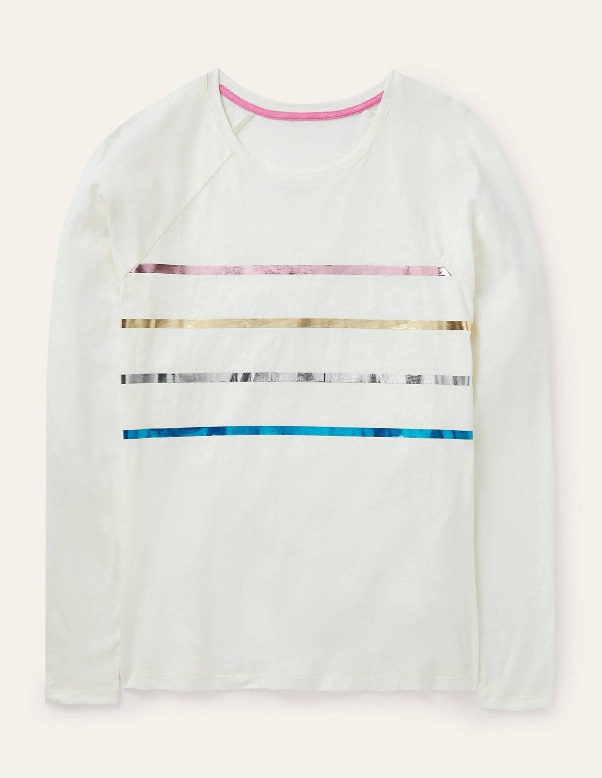 Lorna Baseball Jersey Top-Ivory, Foil Placement Stripe-5