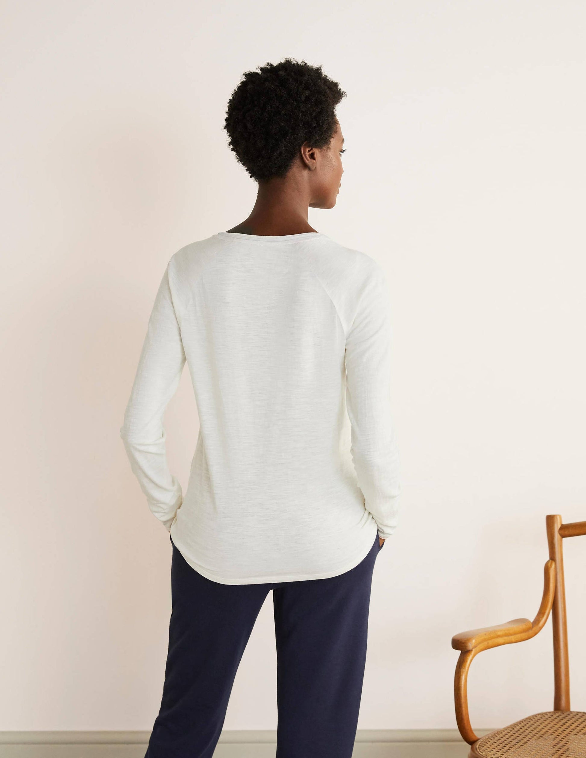 Lorna Baseball Jersey Top-Ivory, Foil Placement Stripe-3