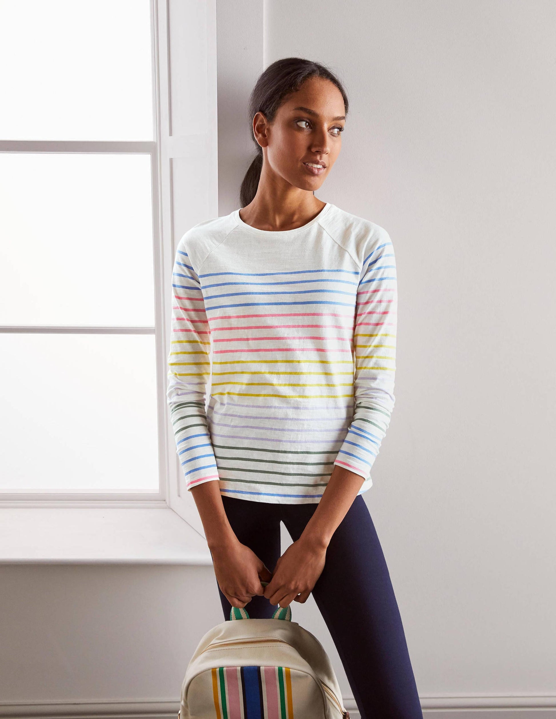 Lorna Baseball Jersey Top-Rainbow Multi Stripe-1