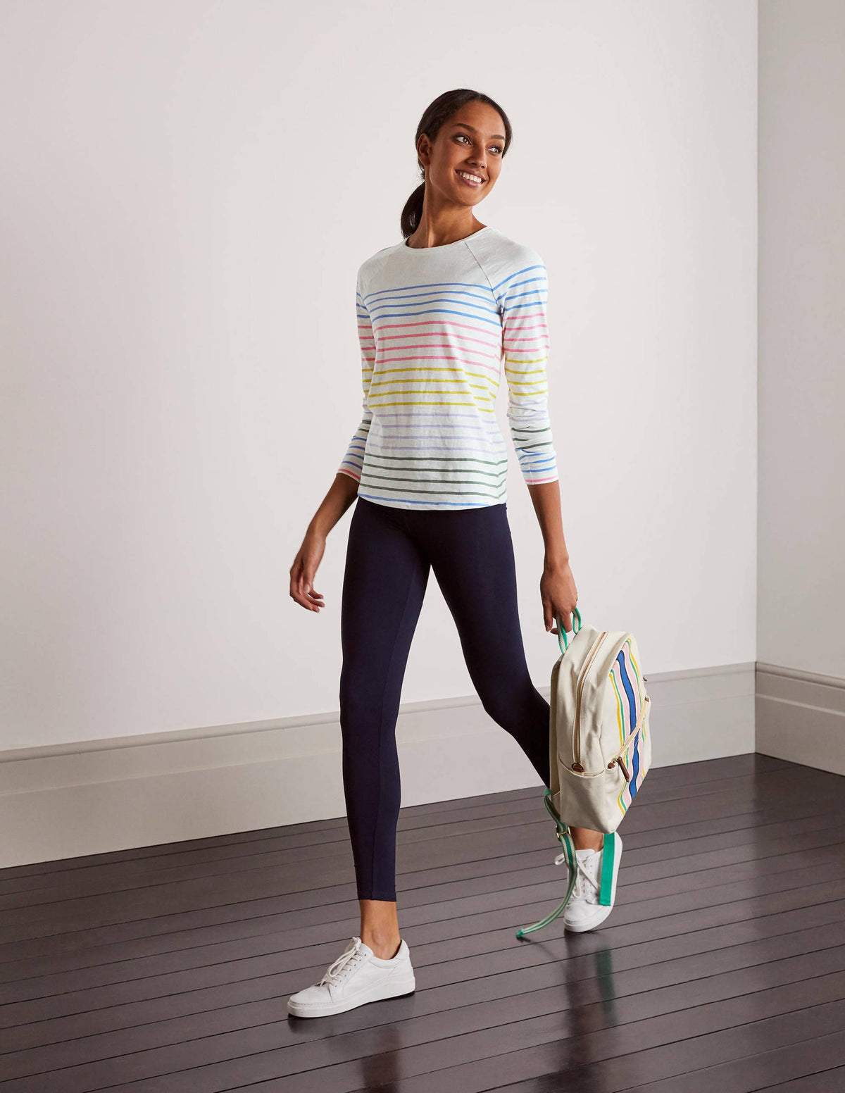 Lorna Baseball Jersey Top-Rainbow Multi Stripe-2