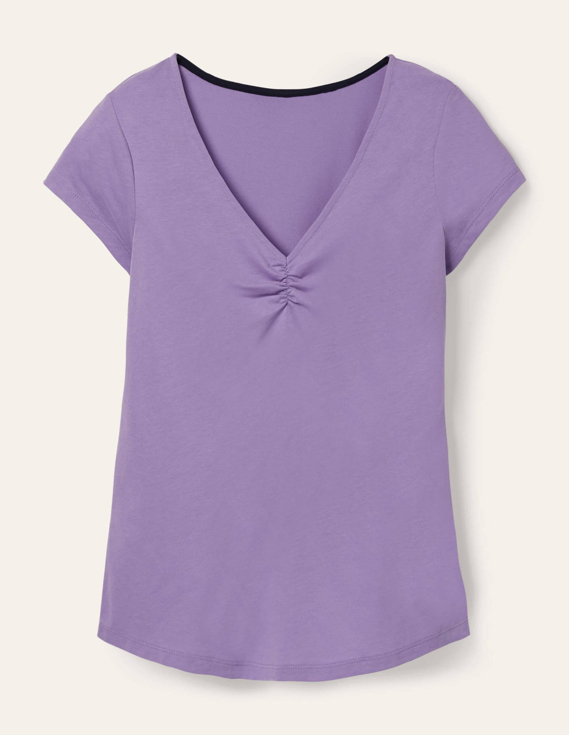 Supersoft Ruched V-Neck Top-Cool Violet-5