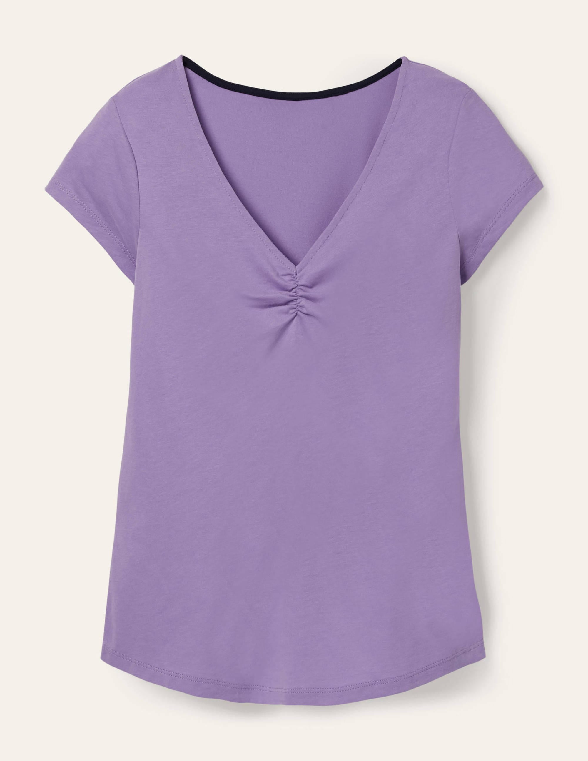 Supersoft Ruched V-Neck Top-Cool Violet - Image 5