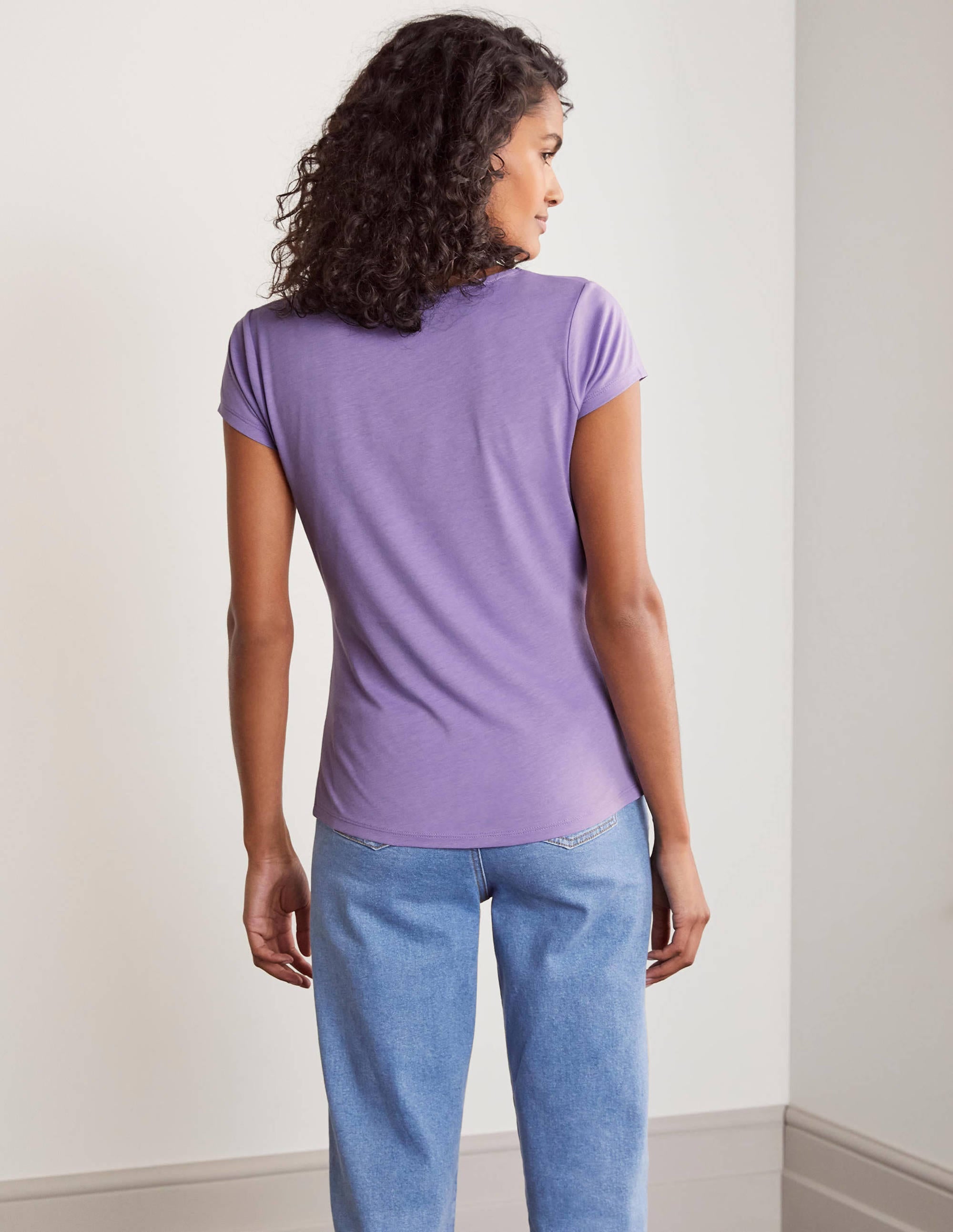 Supersoft Ruched V-Neck Top-Cool Violet - Image 3