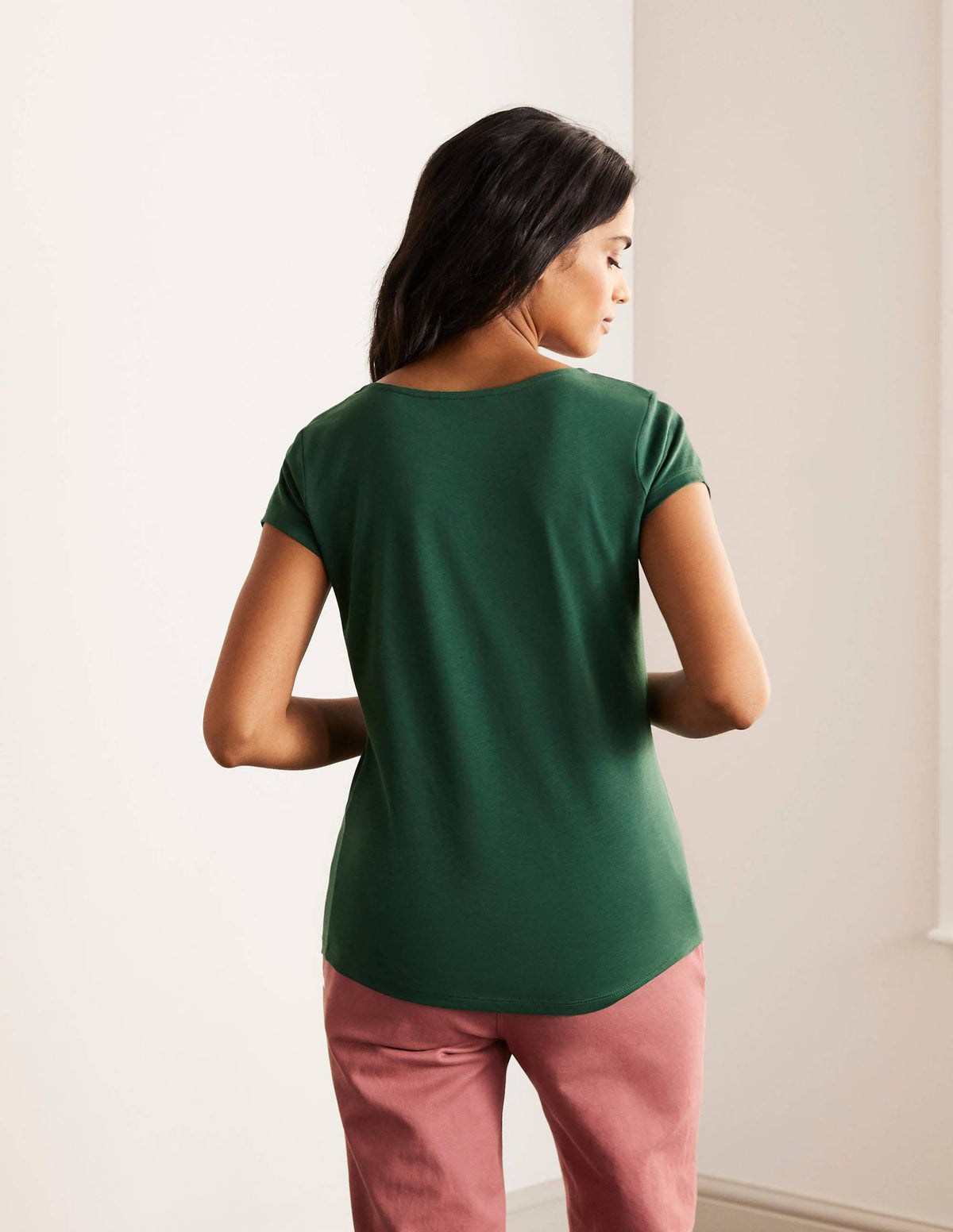 Supersoft Ruched V-Neck Top-Palm Leaf - Image 3