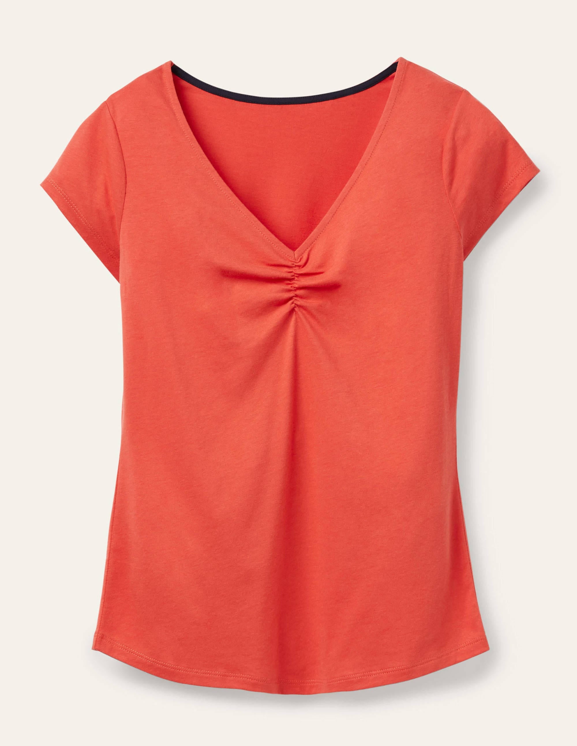 Supersoft Ruched V-Neck Top-Cherry Red - Image 5