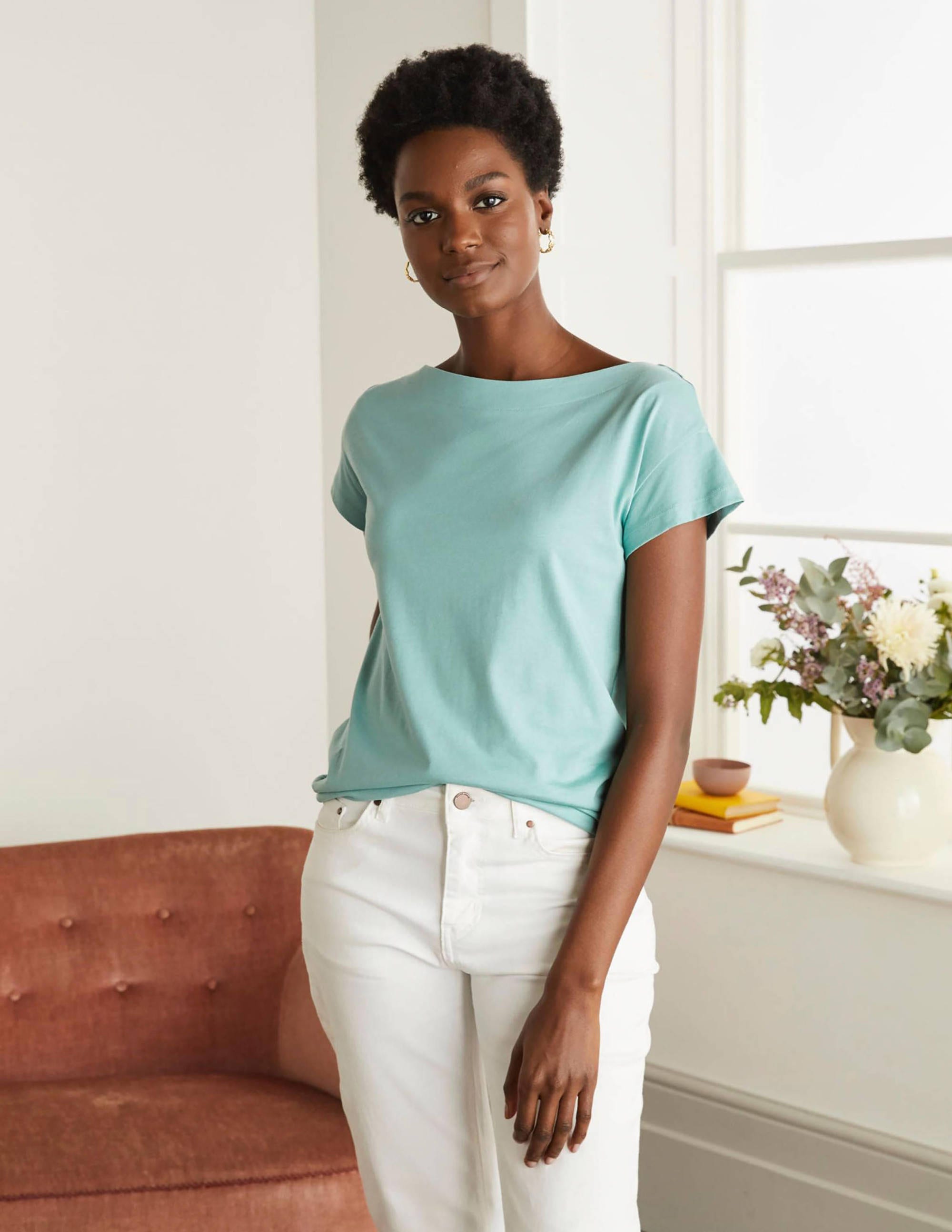 Supersoft Boat Neck T-Shirt-Apple Mint - Image 1