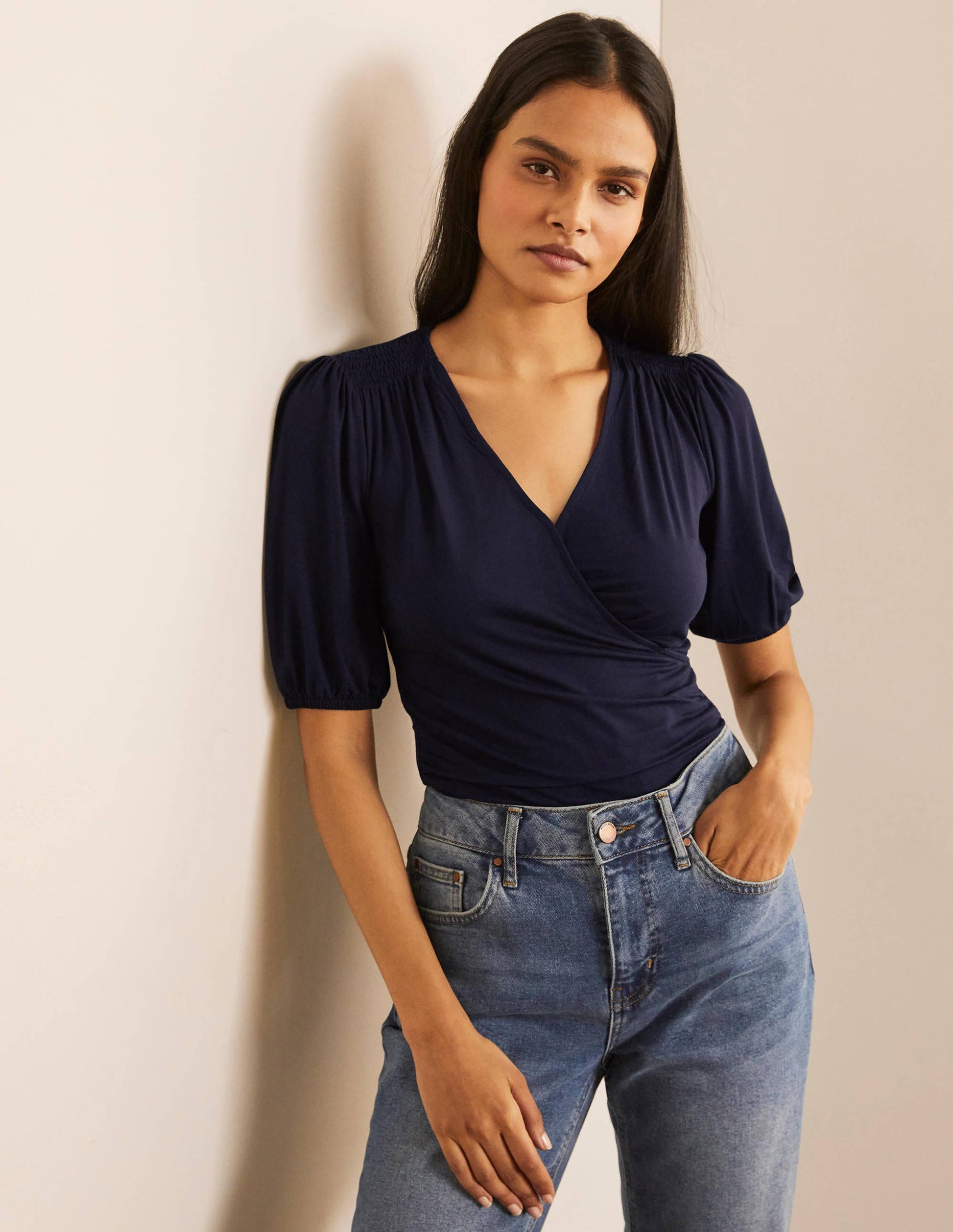 Joanna Wrap Top-Navy-1