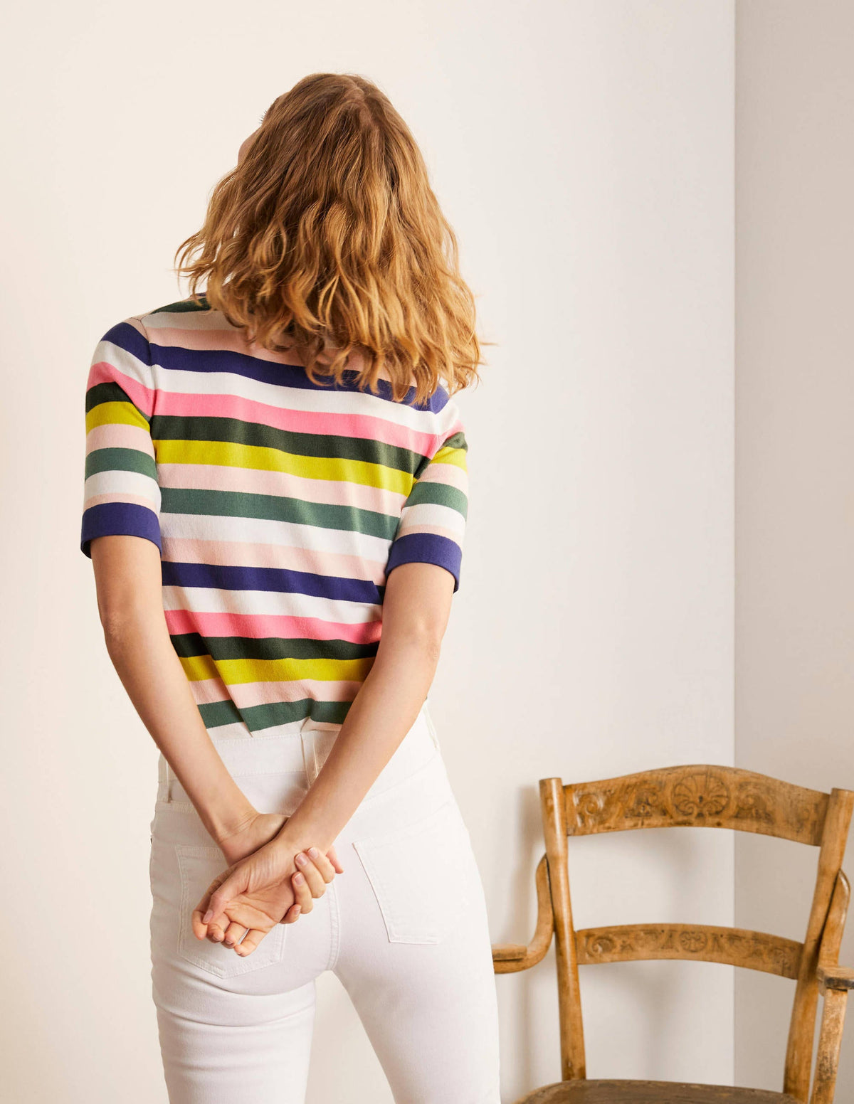 Abingdon Cotton Knitted Tee-Multi Stripe - Image 3