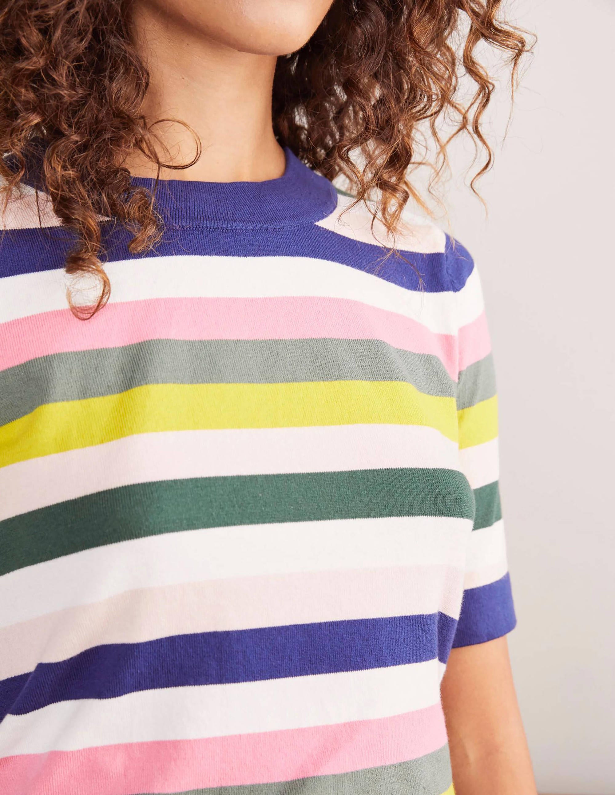 Abingdon Cotton Knitted Tee-Multi Stripe - Image 4