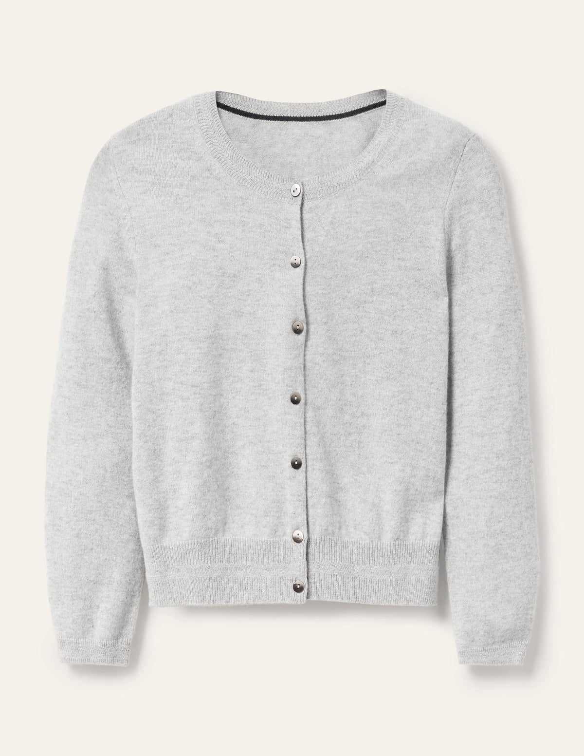 Cashmere Crop Cardigan-Grey Melange - Image 5