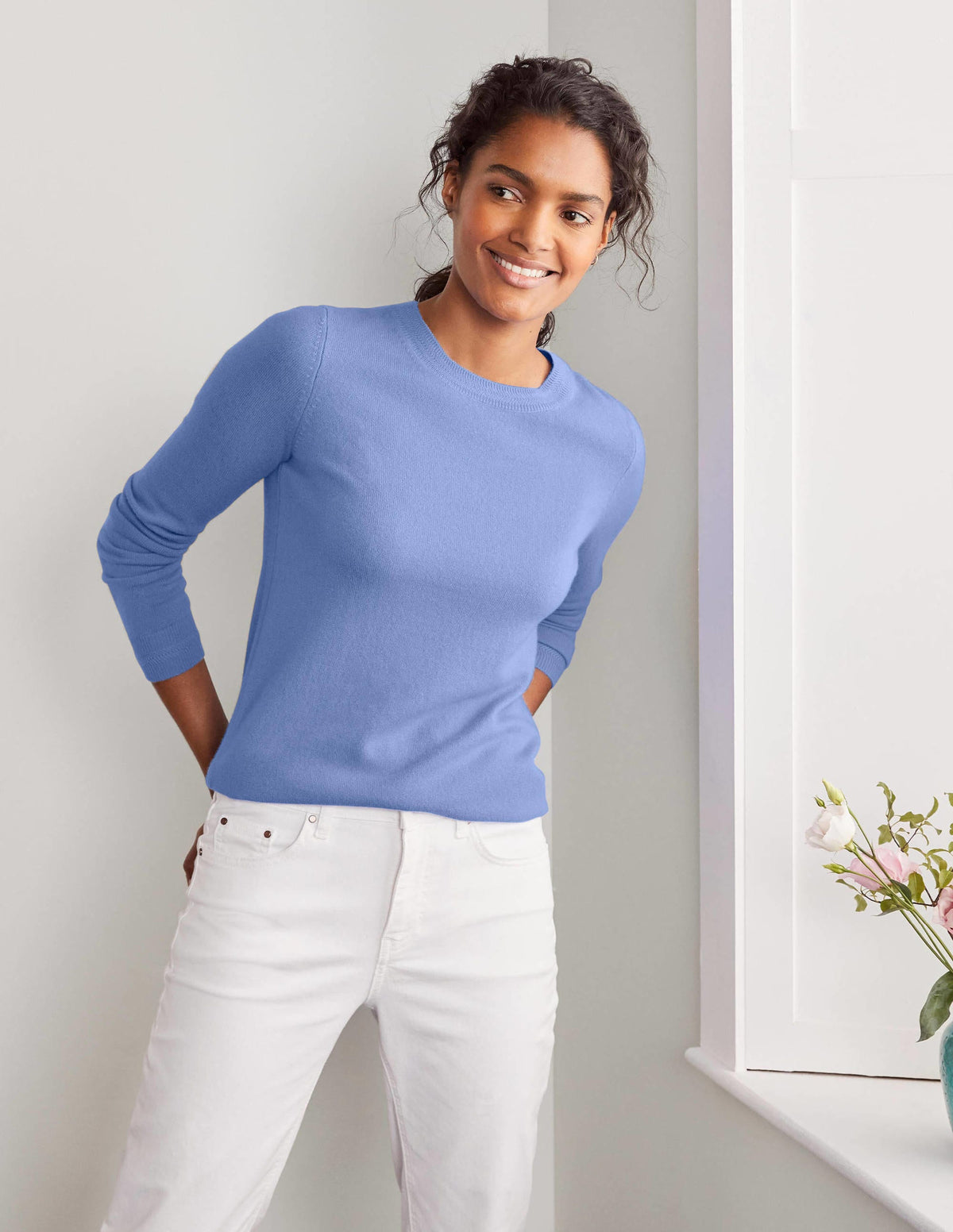 Cashmere Crew Neck Jumper-Gulf Blue - Image 4