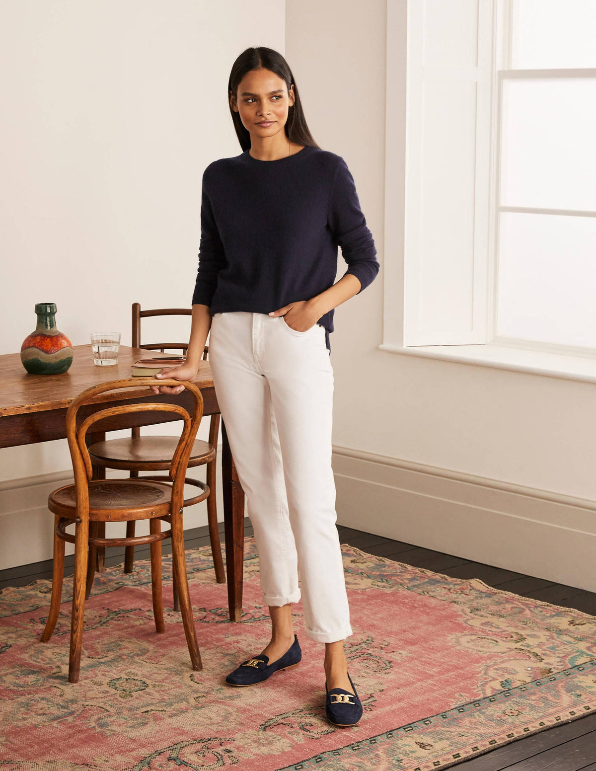 Cashmere Crew Neck Jumper-Navy-2