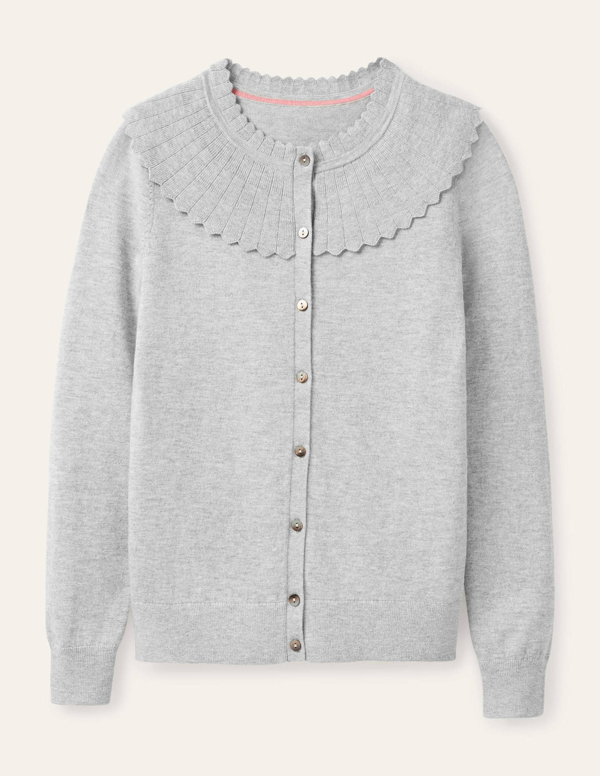 Abercorn Scallop Cardigan-Grey Melange - Image 5