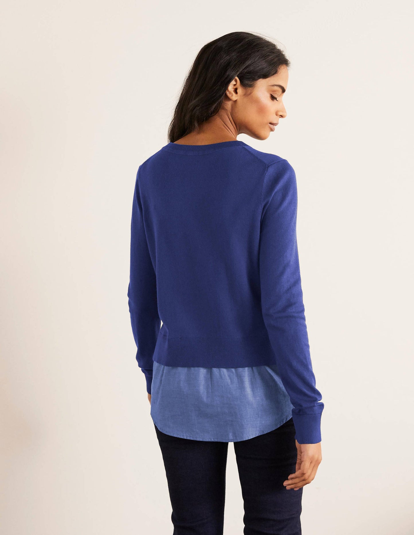 Radnor Woven Mix Jumper-Mariner Blue, Chambray