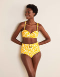 Kythira Cup-size Bikini Top-Chartreuse, Painted Foliage
