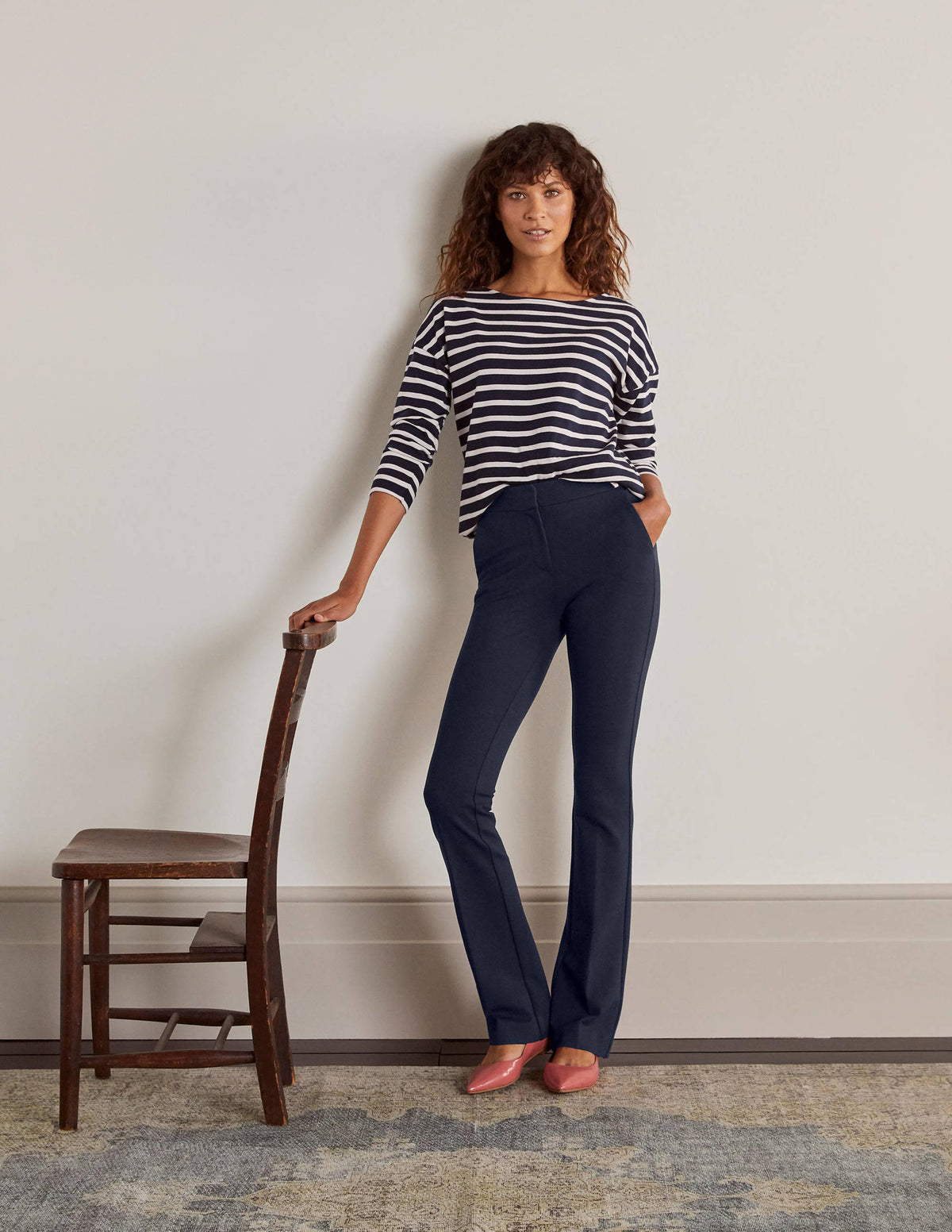 Hampshire Bootcut Trousers-Navy-4