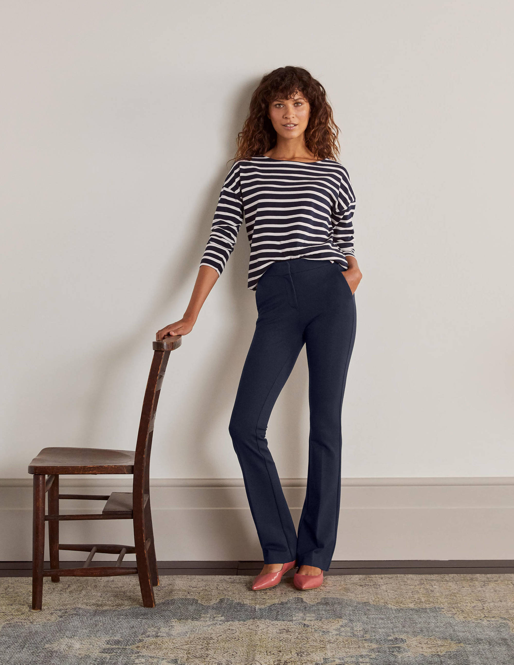 Hampshire Bootcut Trousers-Navy - Image 4