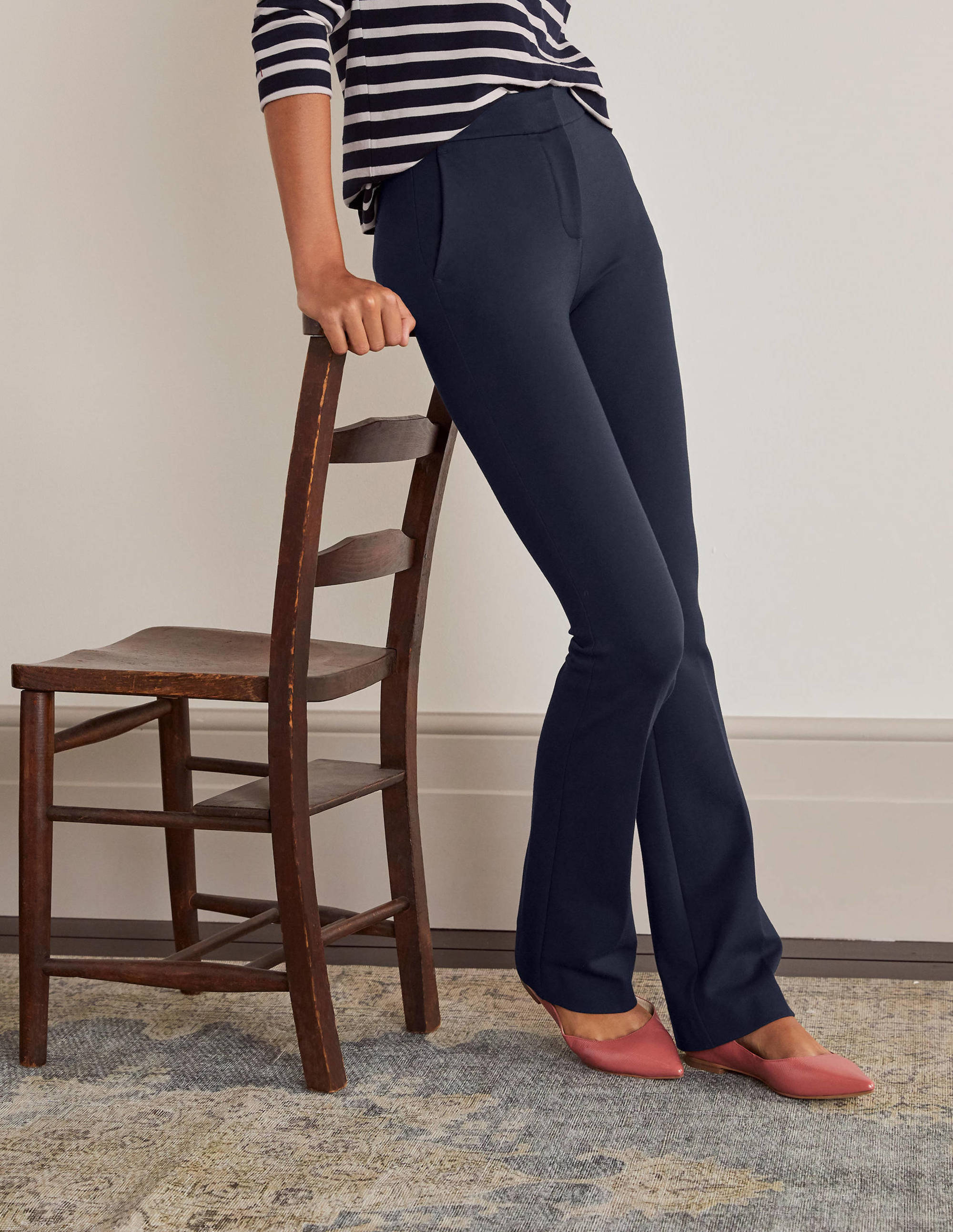 Hampshire Bootcut Trousers-Navy - Image 1