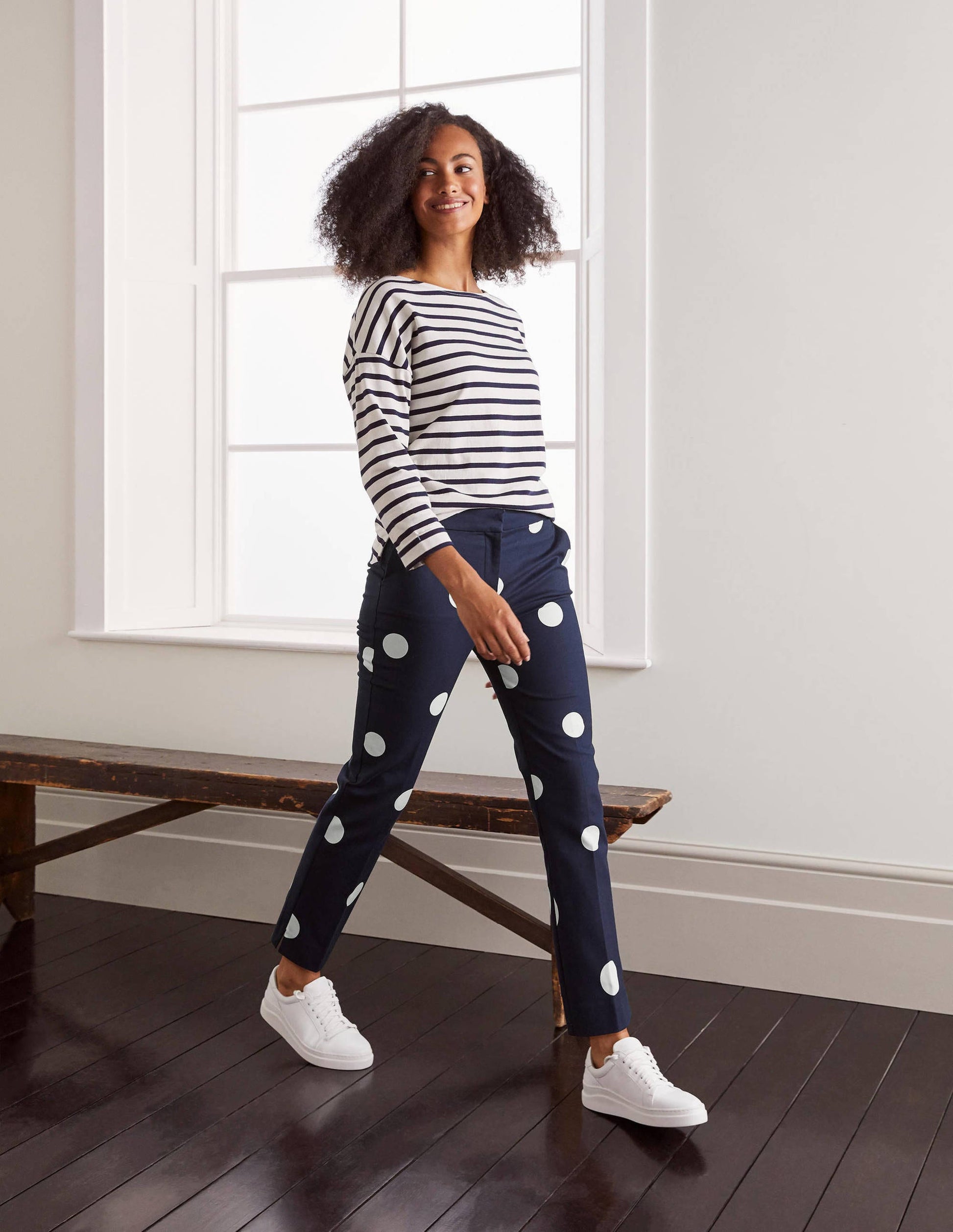 Richmond 7/8 Trouser-French Navy, Regular Dot-5